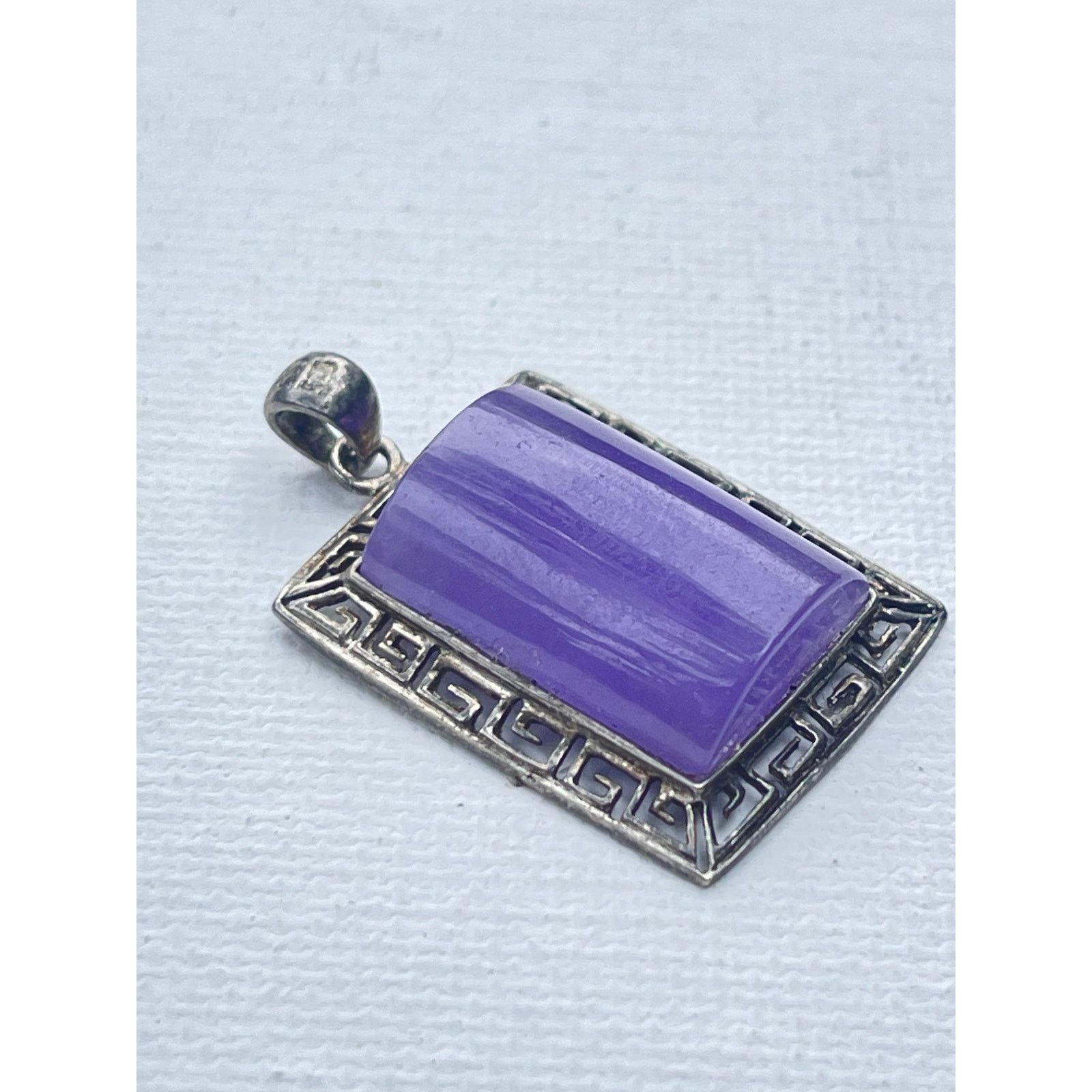 Vintage Vintage Purple Jade Sterling Silver Pendant Signed Goldstone Size ONE SIZE - 4 Thumbnail
