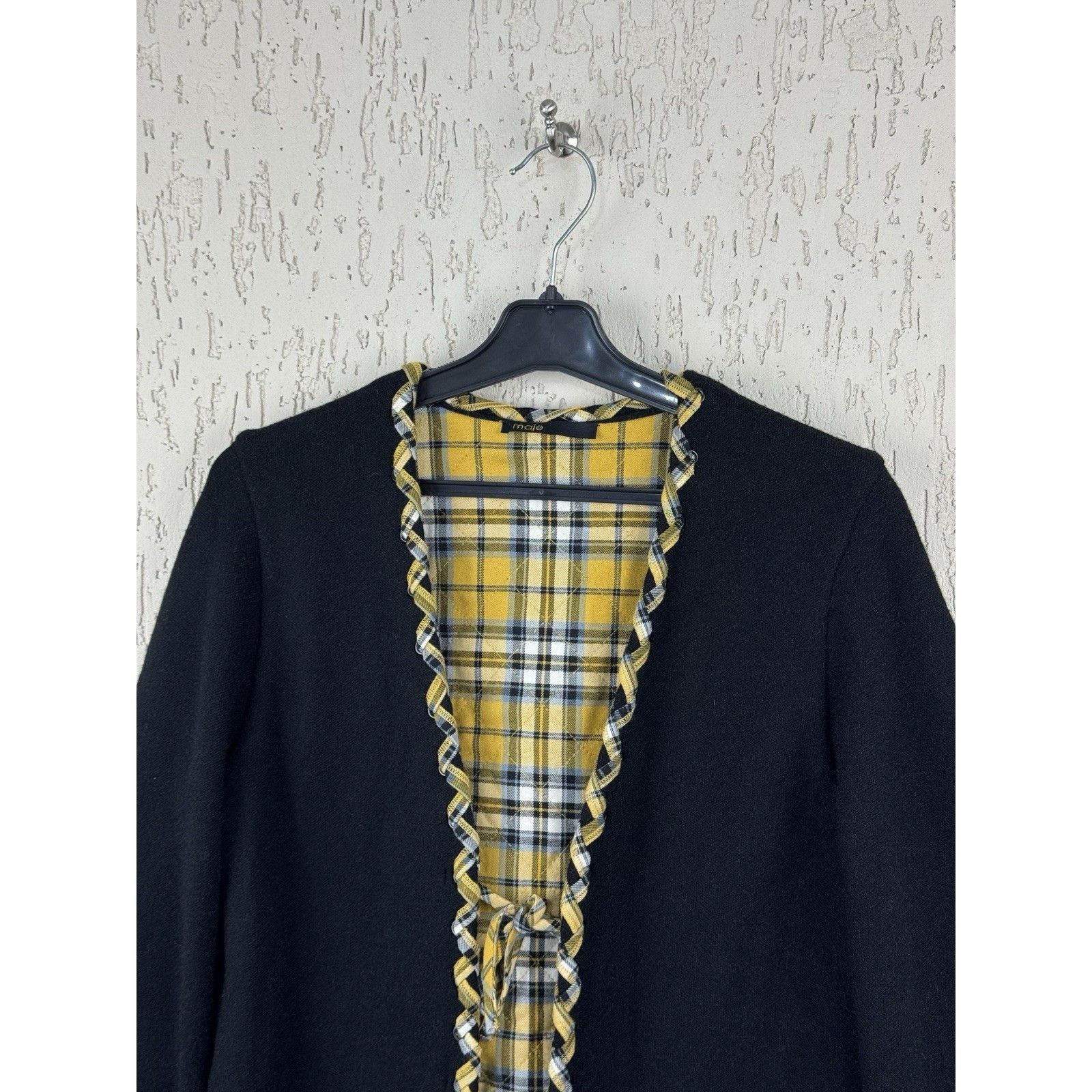 Maje MAJE Reversible Checked Black Yellow Plaid Bow Tie Knit Card Size XS / US 0-2 / IT 36-38 - 2 Thumbnail