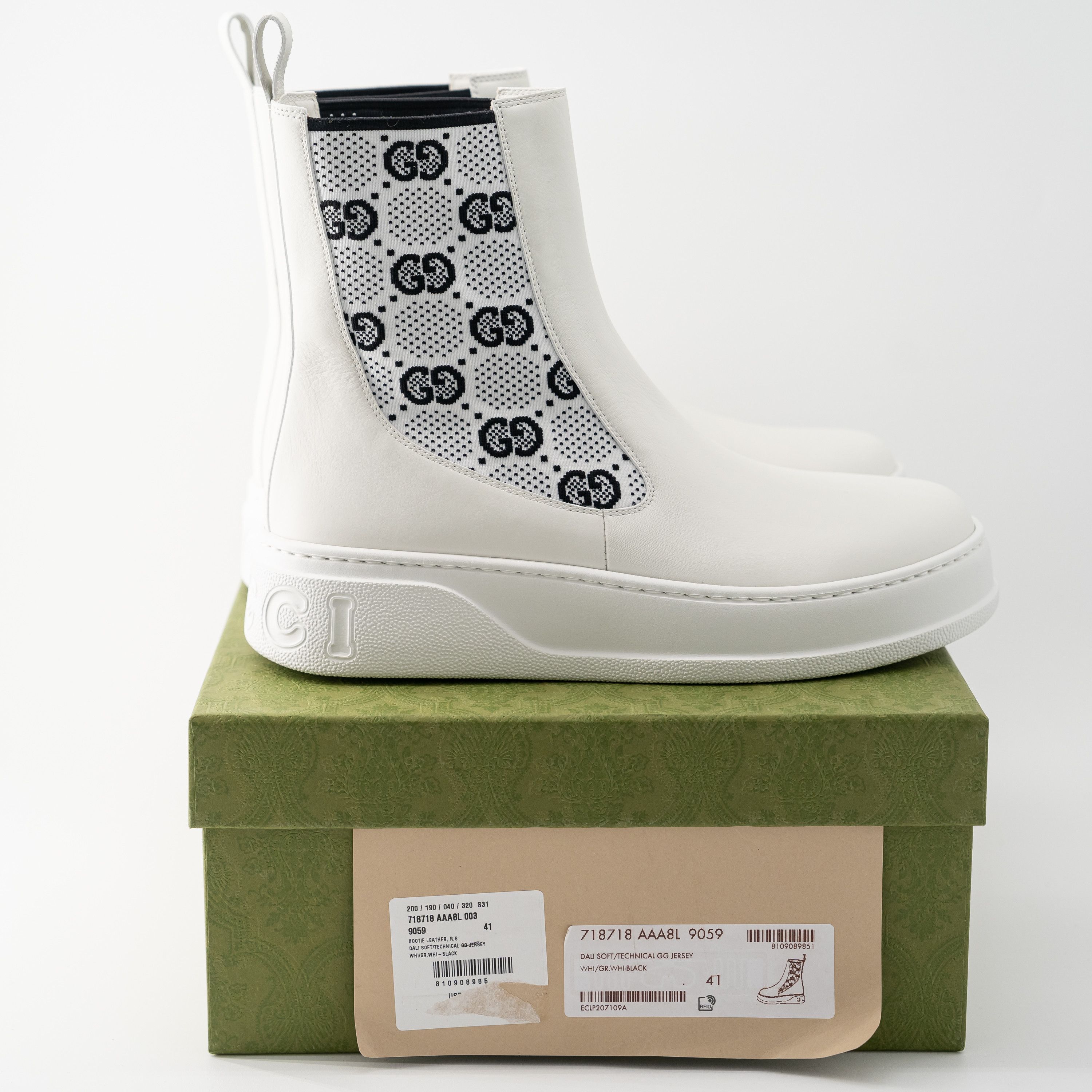 Gucci 41G - Gucci GG Panelled Jersey Leather Boots White Black Size US 11 / IT 41 - 7 Thumbnail