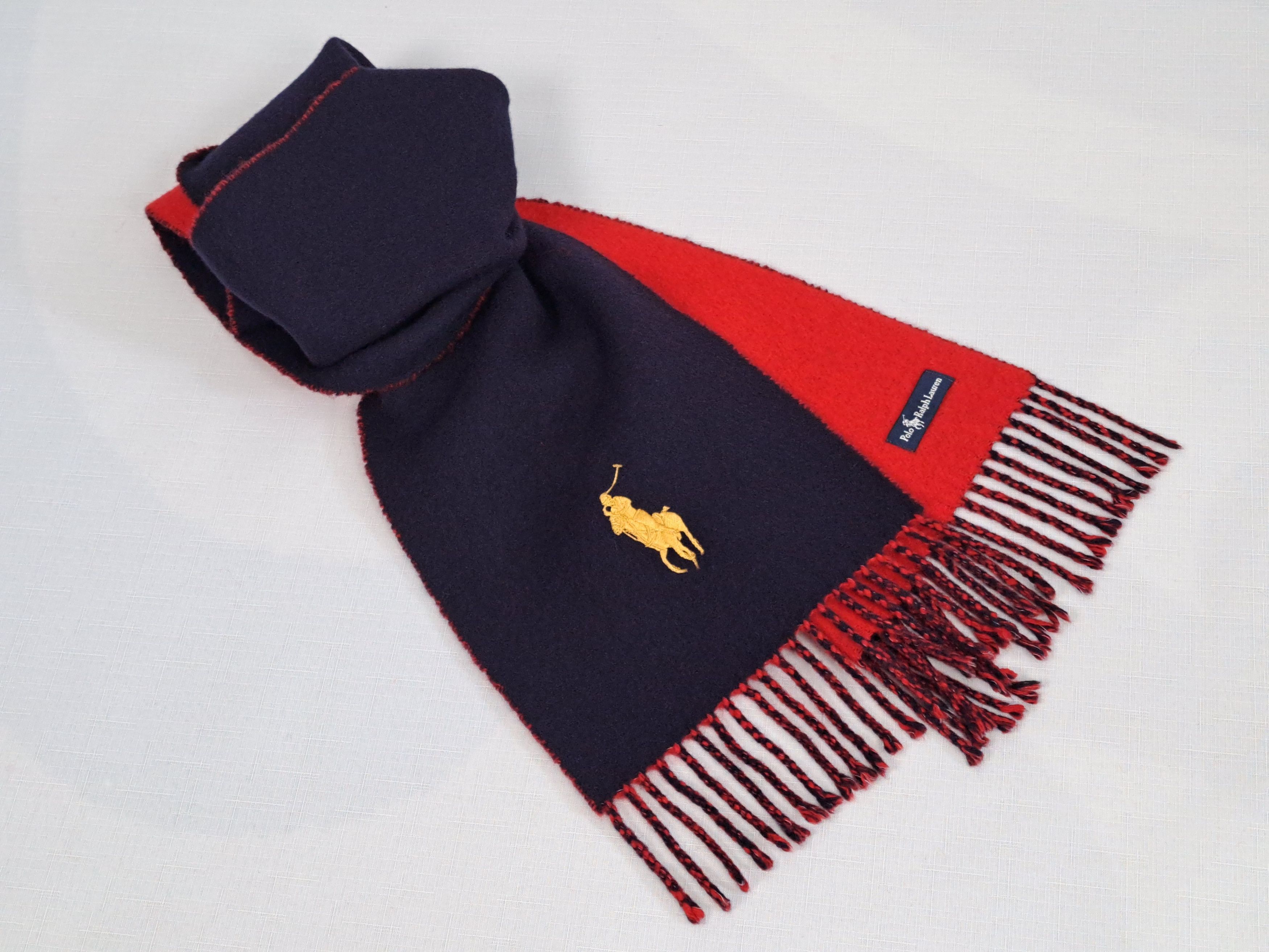 Polo Ralph Lauren Polo Ralph Lauren embroidered big pony logo bicolore scarf. Size ONE SIZE - 1 Thumbnail