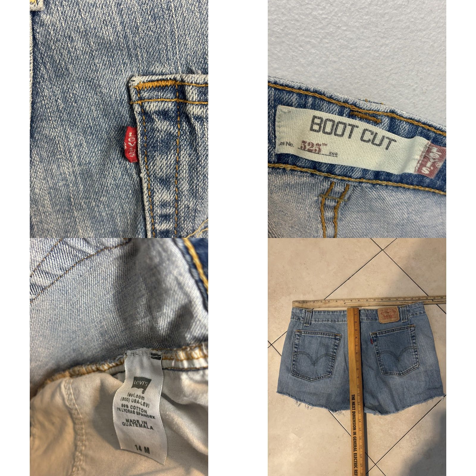 Levi's VINTAGE Levi's Shorts Womens 14 Blue Denim Cut-Off Boot Cut Raw Hem Distressed 528 Fringed Front Flat Front 3 in Inseam Size 36" / US 14 / IT 50 - 8 Thumbnail