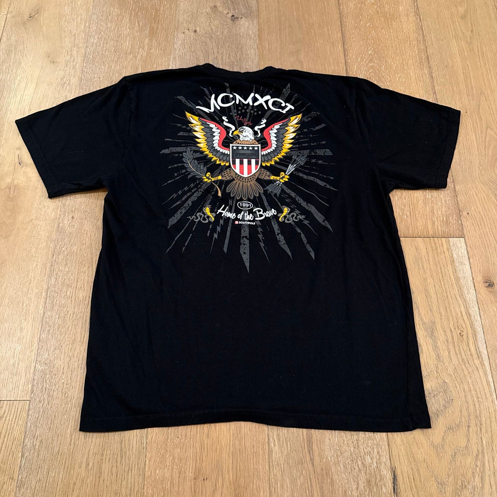Southpole Y2K Southpole Eagle Embroidered Black T-Shirt Size US XXL / EU 58 / 5 - 1 Thumbnail