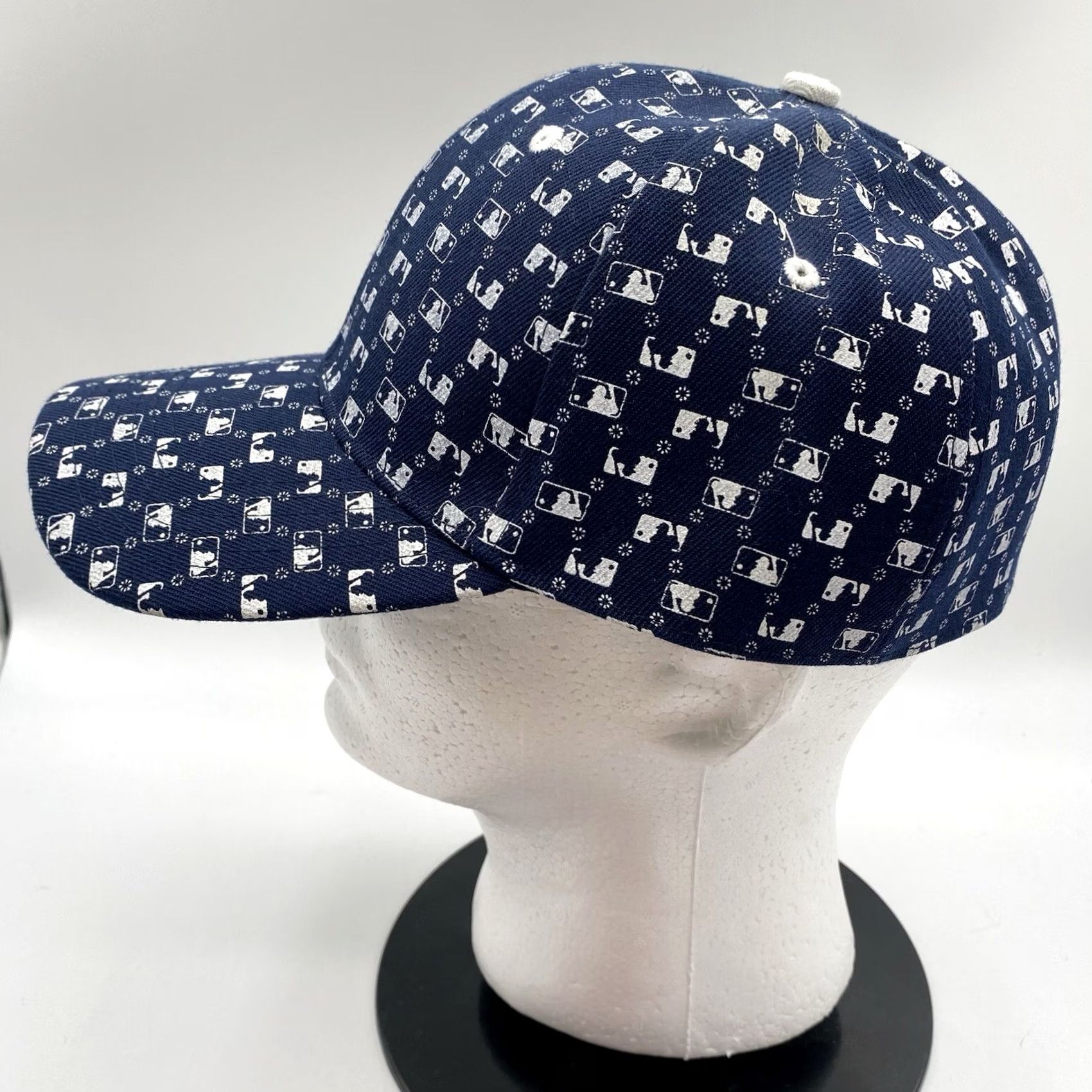 MLB VTG Original MLB All Over Logo Baseball Cap Hat Navy Blue Sz 7 1/4 Size ONE SIZE - 3 Thumbnail