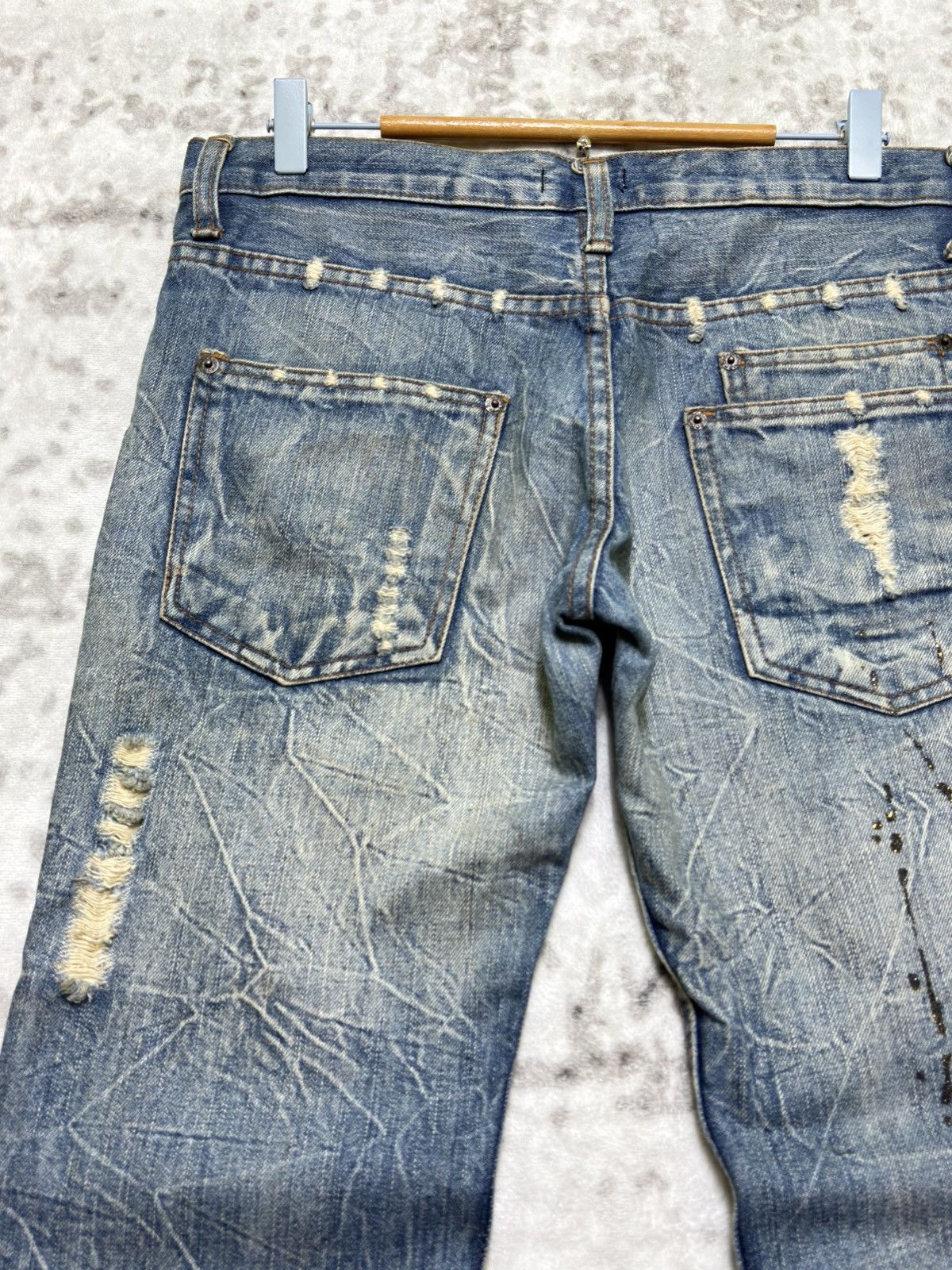 If Six Was Nine 2000s Glad News Japanese Grunge Paint Splatter Bootcut Denim Size US 32 / EU 48 - 10 Thumbnail