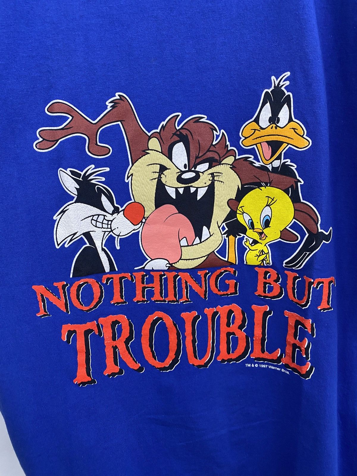 Warner Bros 🇺🇸Vintage 1997 Taz Sylvester Tweety Daffy Warner Bros T-Shirt Size US L / EU 52-54 / 3 - 8 Thumbnail