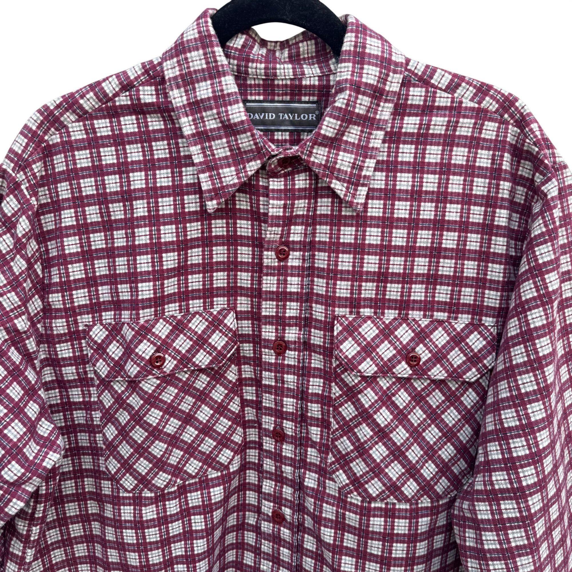 David Taylor David Taylor Vintage Mens Red Plaid Button-Up Flannel Shirt Size US L / EU 52-54 / 3 - 3 Thumbnail