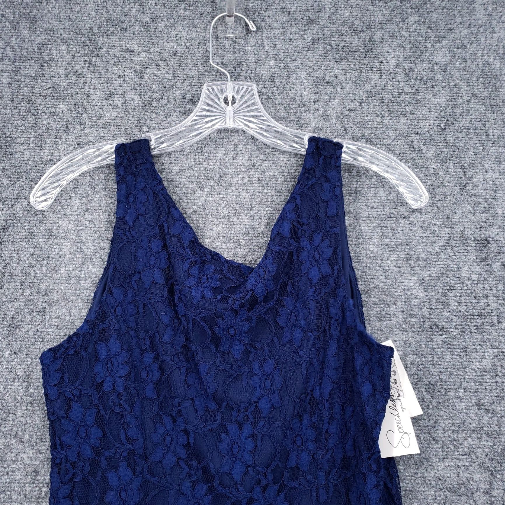 Vintage Speechless Dress Women 9 Juniors Blue Tank Overlay A-Line Fit & Flare Sleeveless Knee Length Zipper Floral Round Neck Casual Party/Cocktail Size M / US 6-8 / IT 42-44 - 3 Thumbnail
