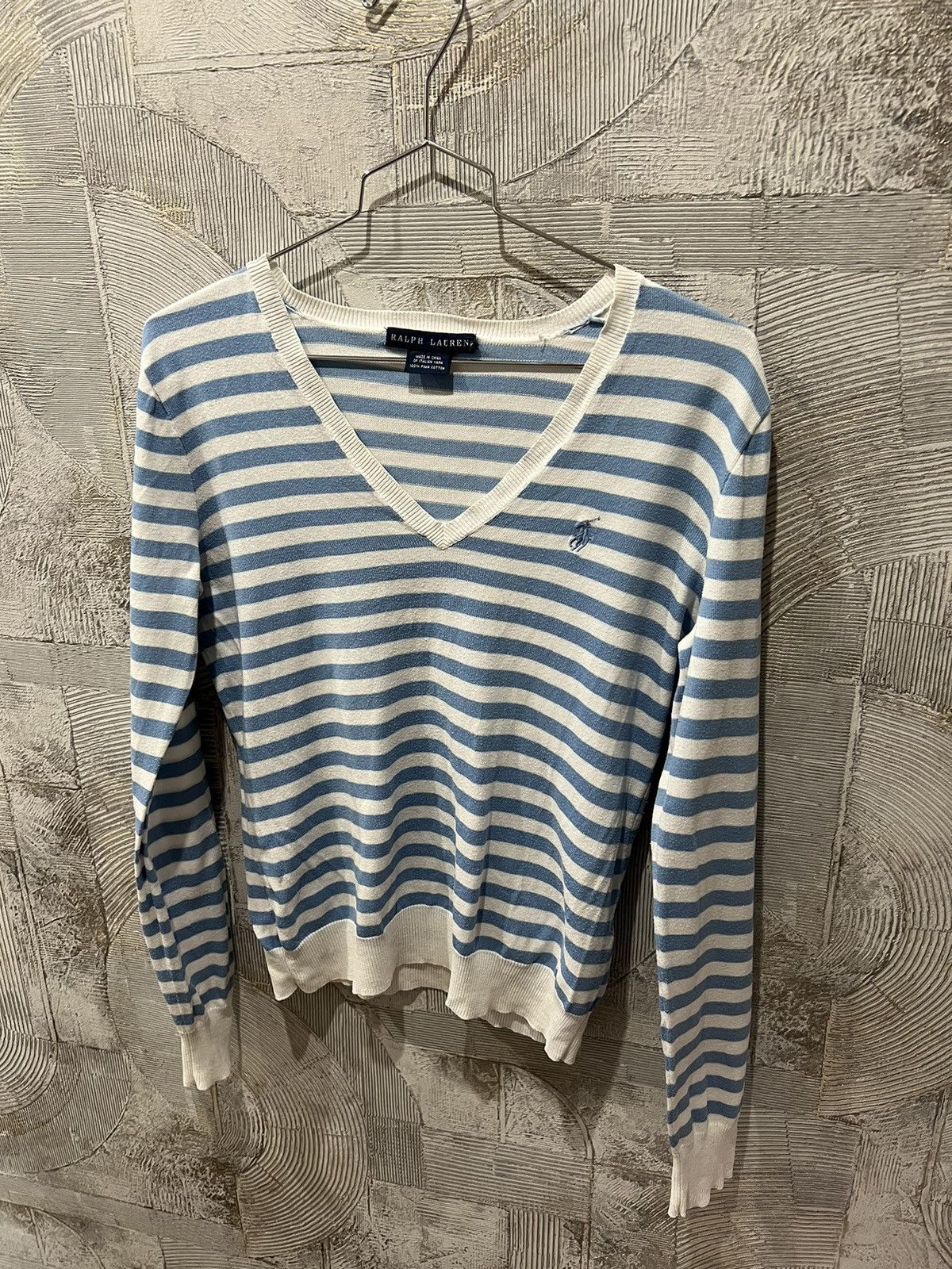 Polo Ralph Lauren × Ralph Lauren × Vintage Polo Ralph Lauren V Neck Top Sweater striped y2k vintage Size S / US 4 / IT 40 - 1 Thumbnail