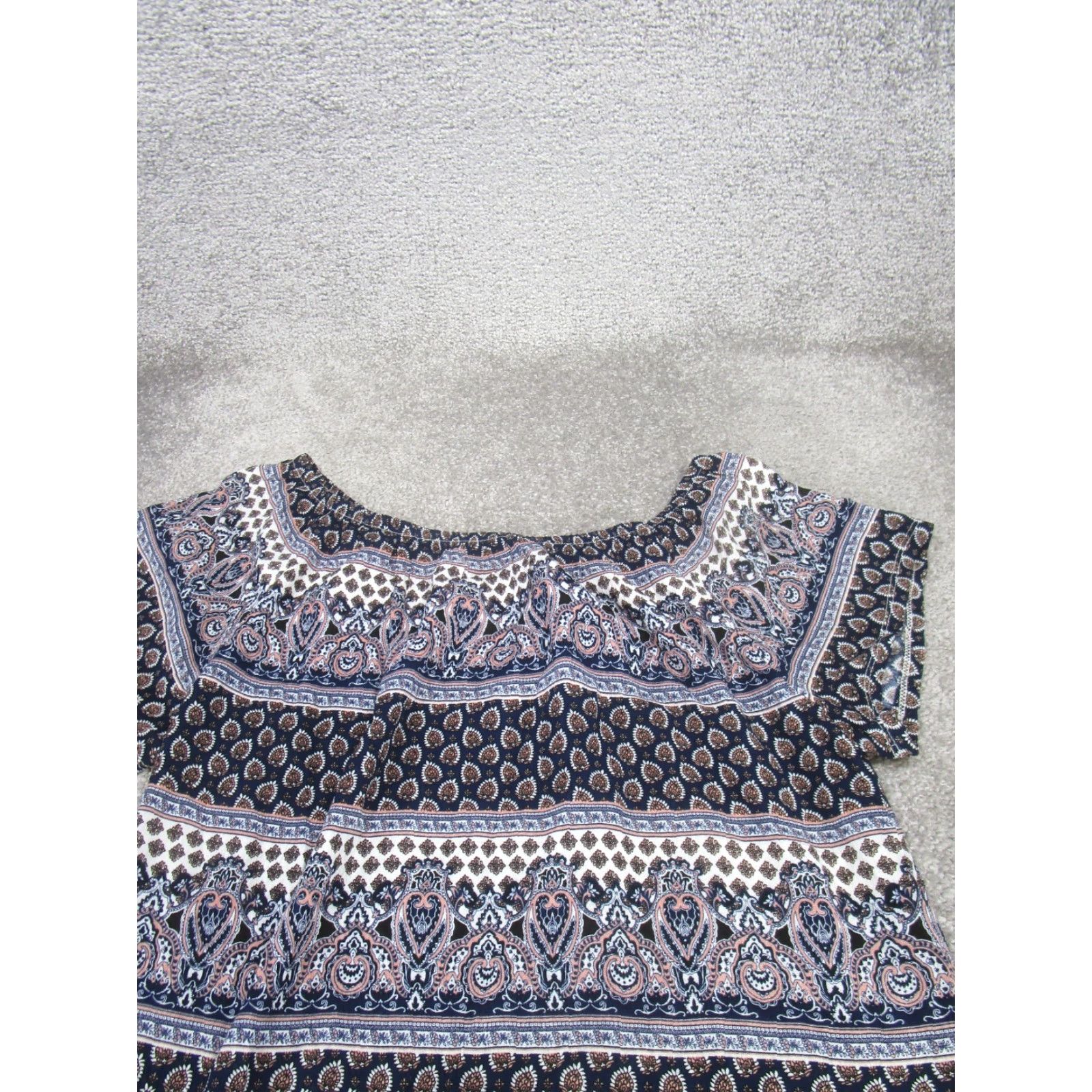 Vintage VINTAGE Abbeline Mini Dress Womens XS Blue Paisley Short Sleeved Size 26" / US 2 / IT 38 - 2 Thumbnail
