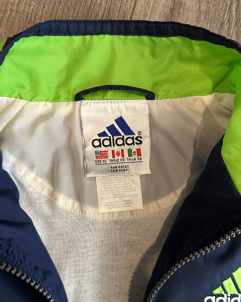 Adidas × Vintage Vintage 90's Adidas Blue/Green Windbreaker Jacket - Size XL Size US XL / EU 56 / 4 - 6 Thumbnail