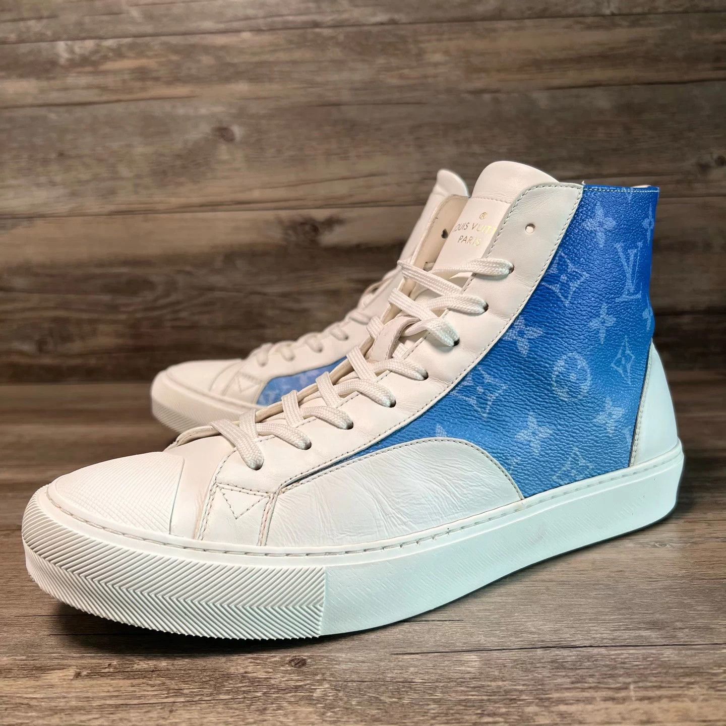 Louis Vuitton LV Tattoo Clouds White Blue High Top Canvas Sneaker UK7 Size US 8 / EU 41 - 1 Thumbnail