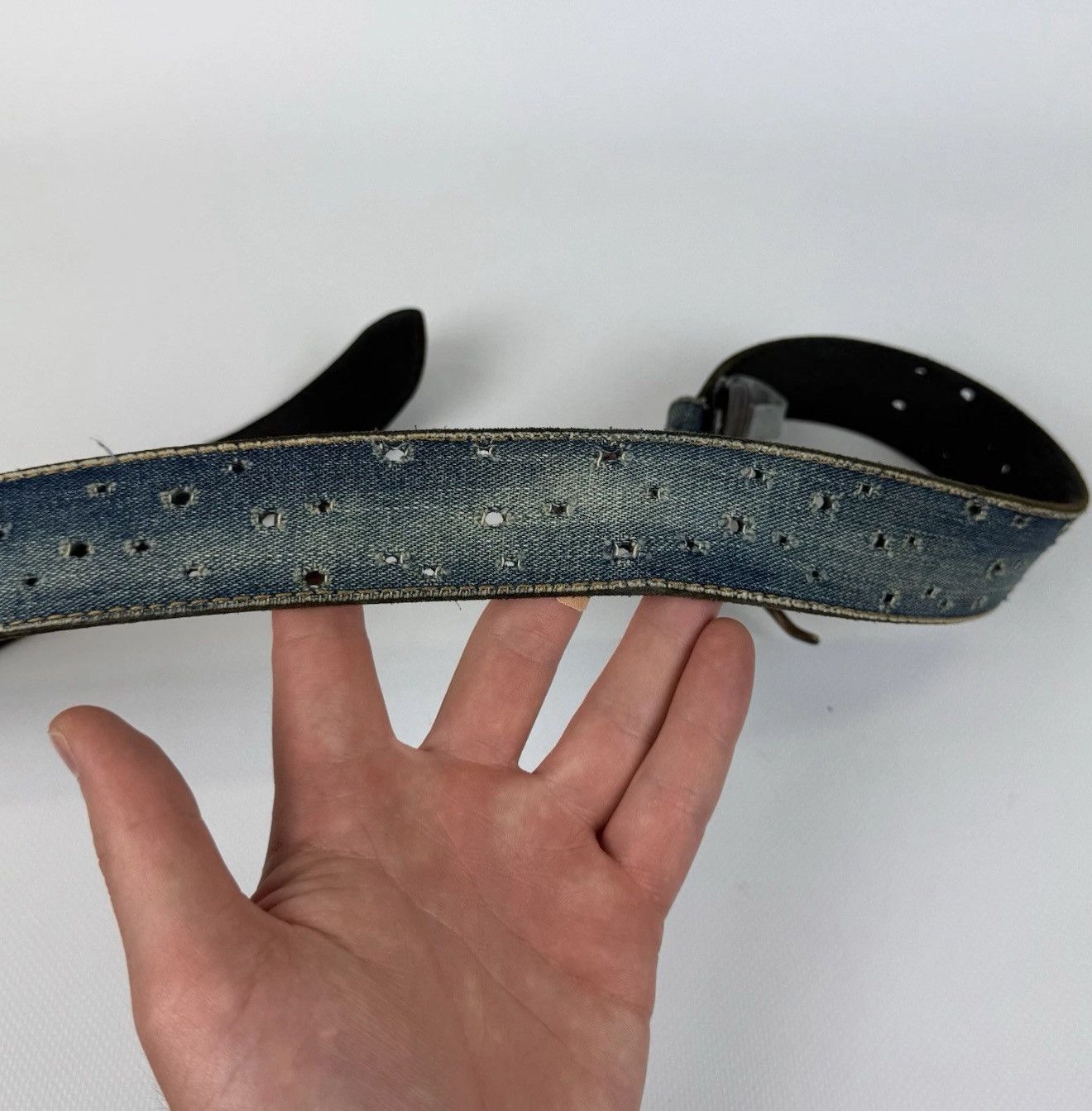 Levi's Levi’s Avant Garde Leather Denim Jeans Blue Belt Unisex Fade Size ONE SIZE - 7 Thumbnail