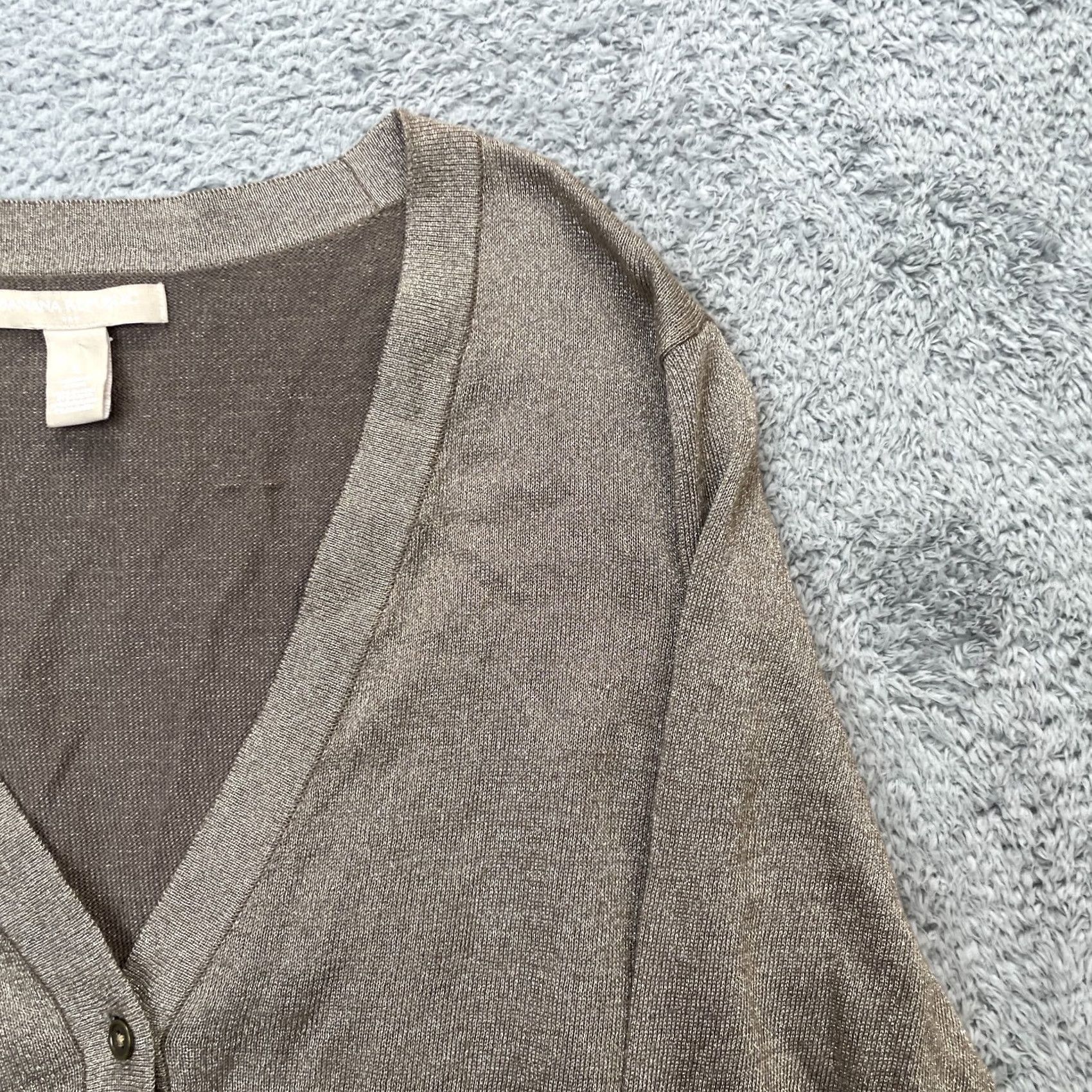 Banana Republic VINTAGE Banana Republic Sweater Womens Large Brown Cardigan Button Front Knit Ribbed Size L / US 10 / IT 46 - 5 Thumbnail