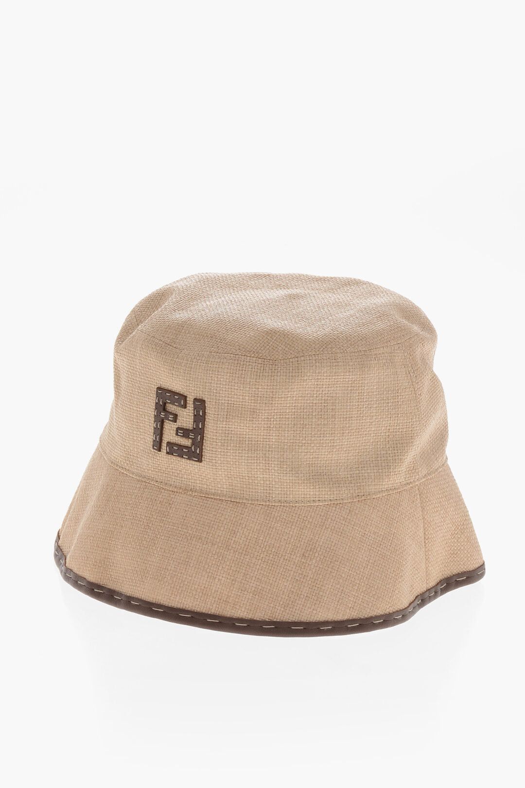 Fendi Raffia-Effect Bucket Hat with Leather Details Size ONE SIZE - 1 Thumbnail