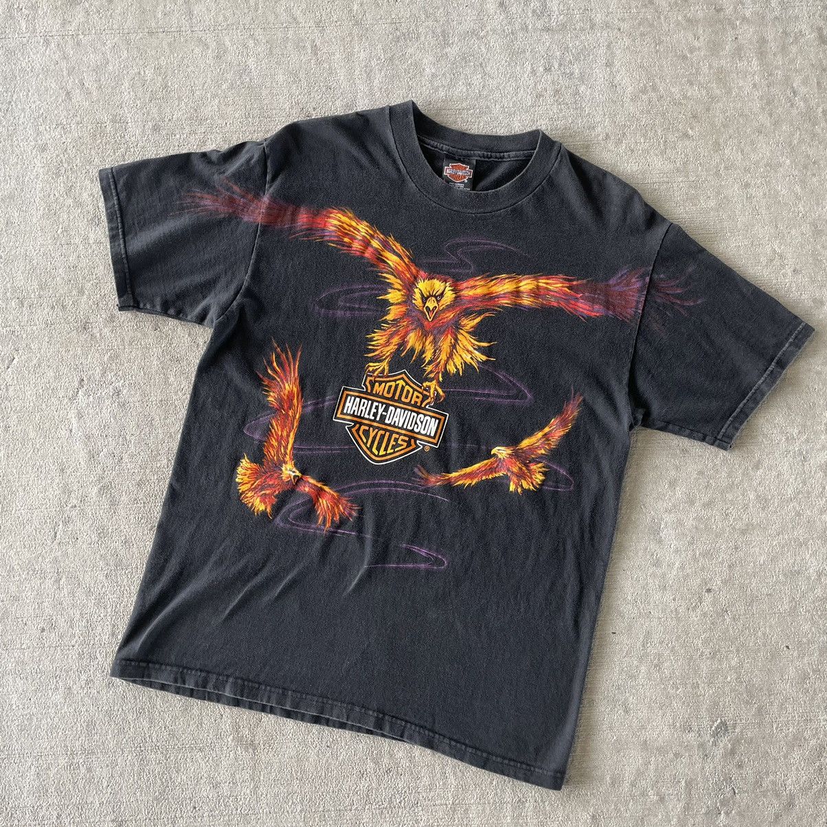 Vintage 90s Harley Davidson Flame Eagle Shirt