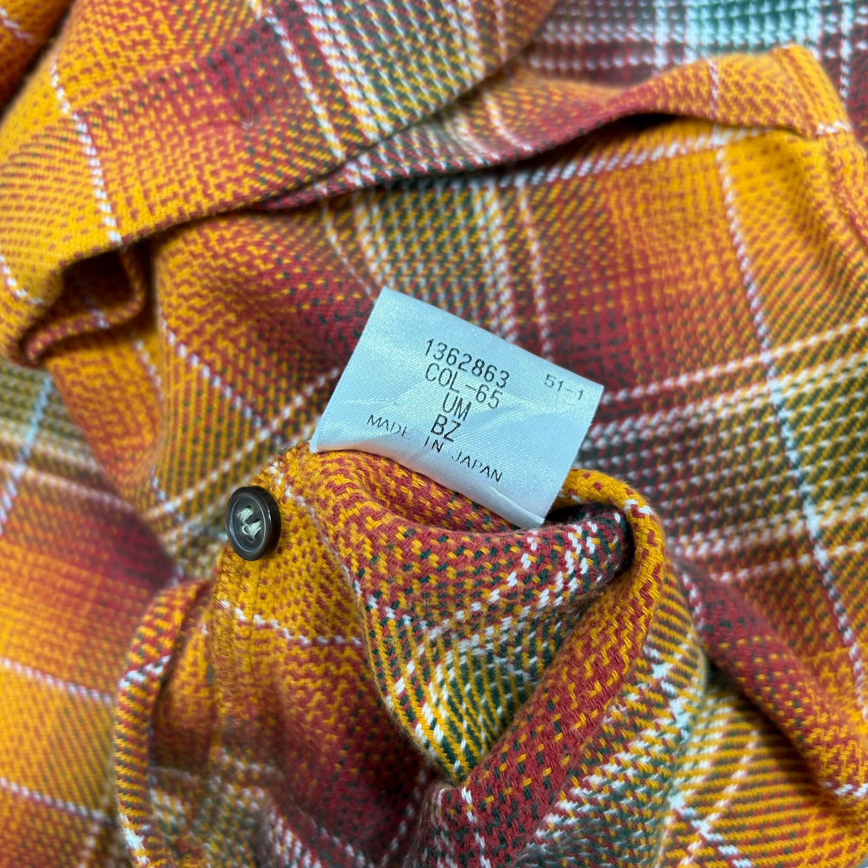 Flannel × Japanese Brand Skole Exoah Orange Green Check Cotton Flannel Shirt Japan S Size US S / EU 44-46 / 1 - 7 Thumbnail