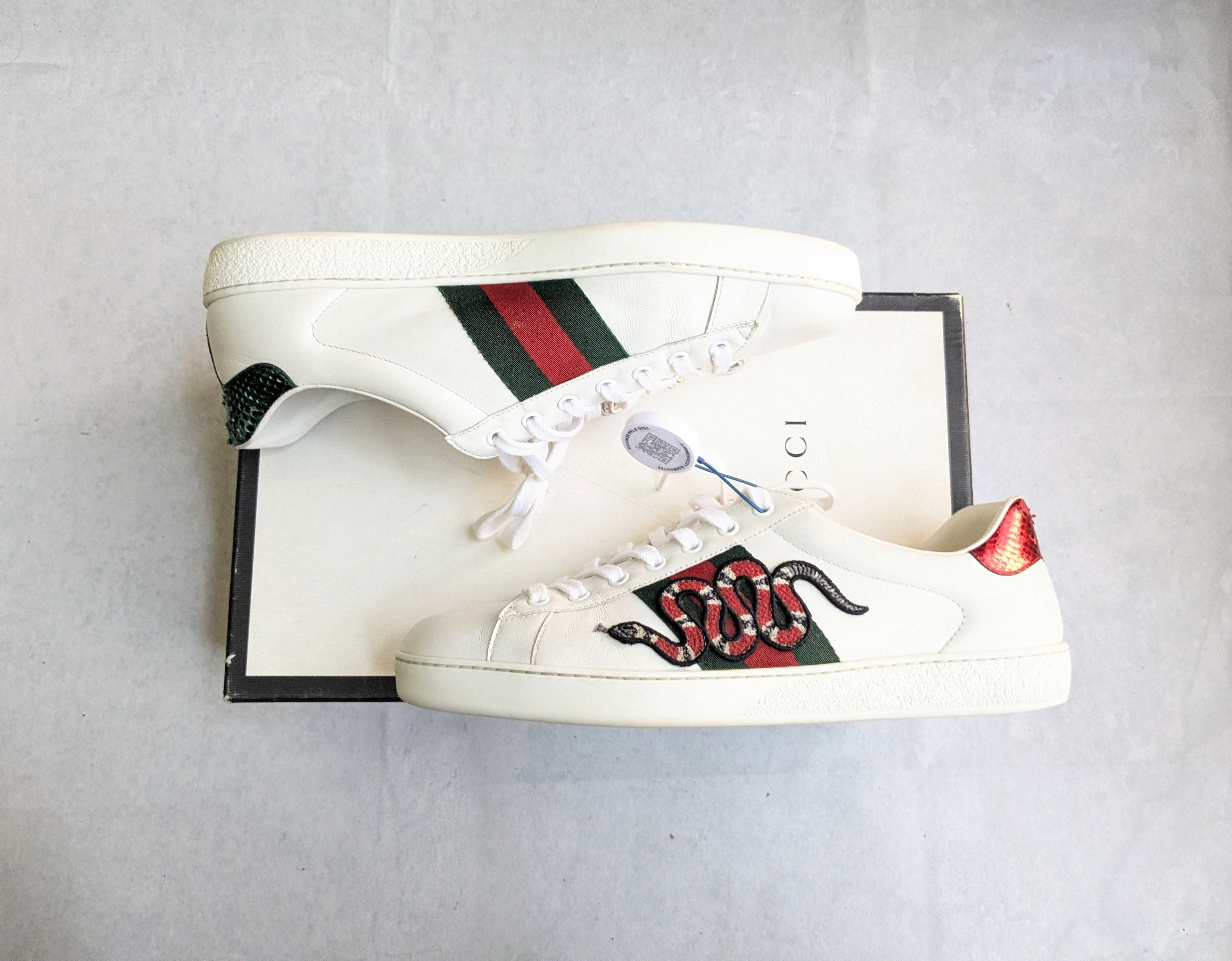 Gucci Gucci Ace Sneakers Snake 10 White Low Tops Leather Size US 10 / EU 43 - 4 Thumbnail
