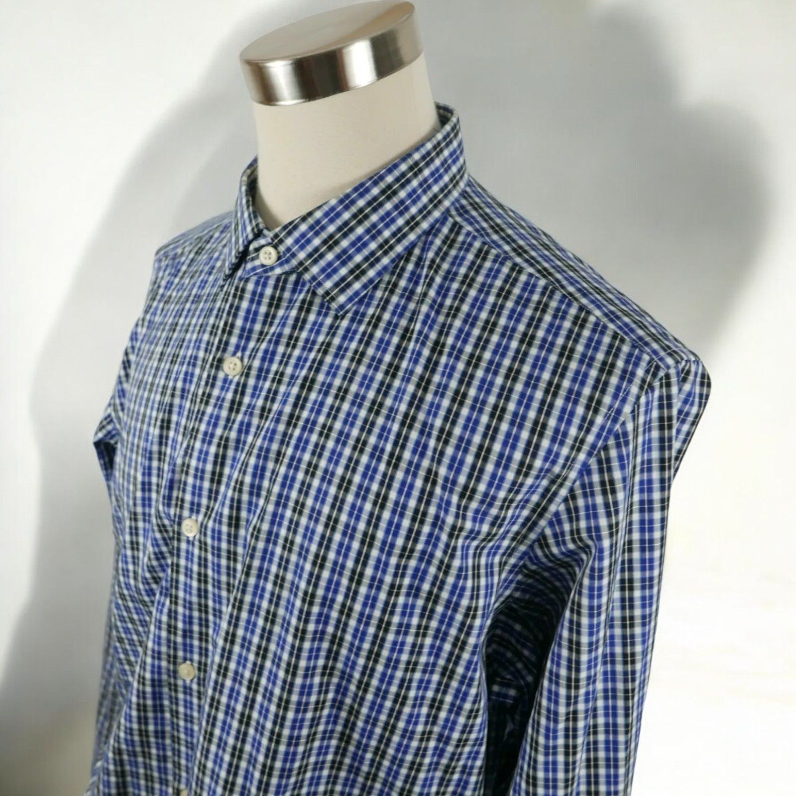 Banana Republic Banana Republic Mens Long Sleeve Blue Black Plaid Shirt L Size US L / EU 52-54 / 3 - 11 Thumbnail
