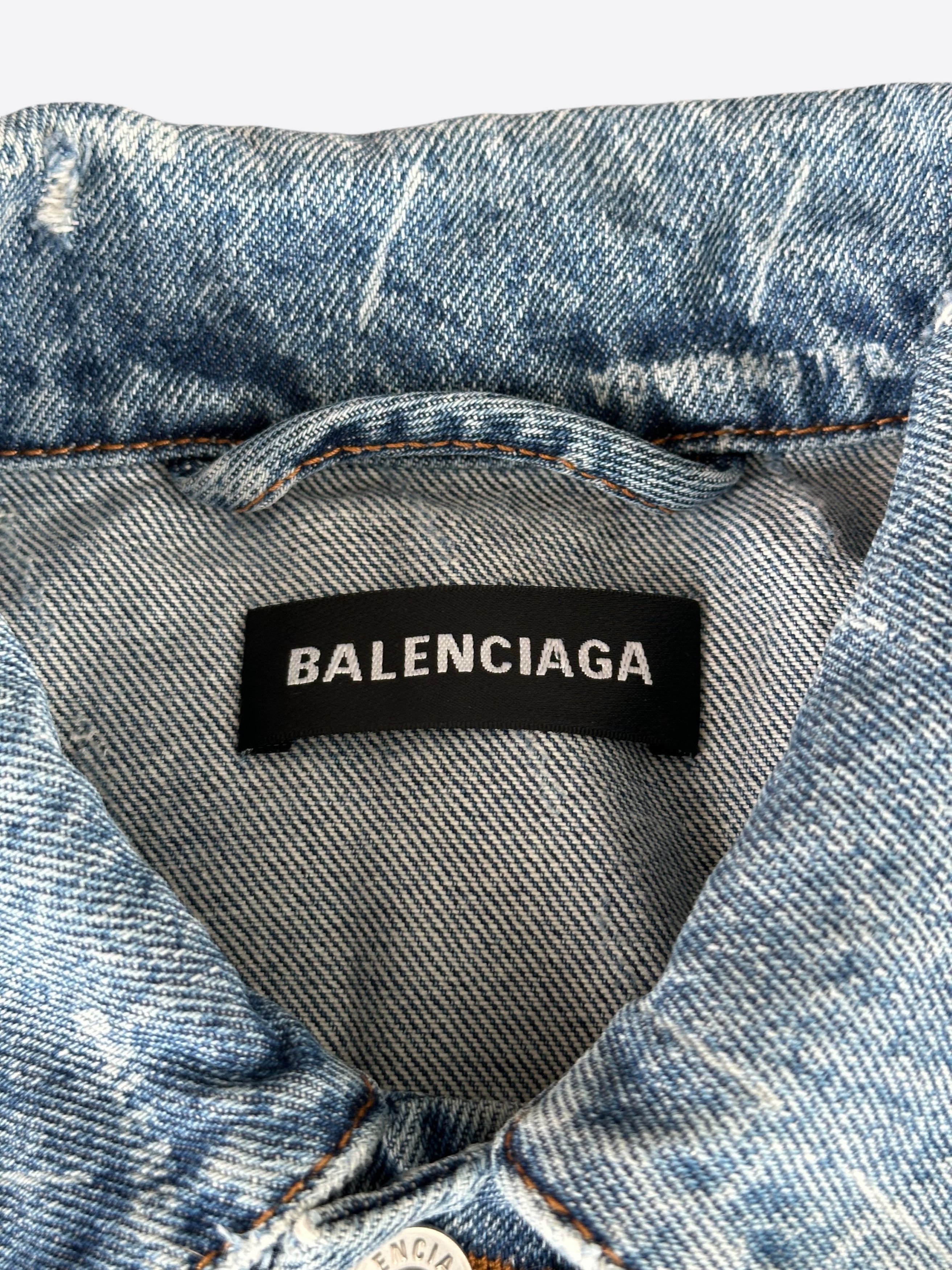 Balenciaga Balenciaga Blue & White All Over Print Denim Jacket Size US M / EU 48-50 / 2 - 3 Thumbnail