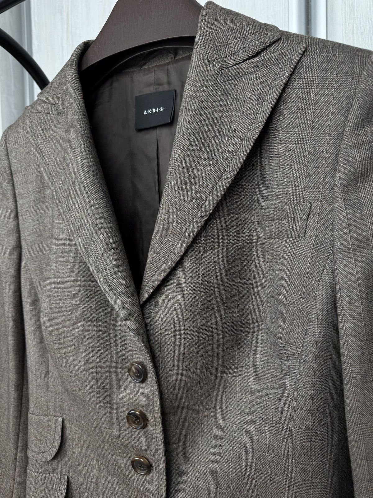 Akris Akris beige brown 50s style wool checkered blazer Size XL / US 12-14 / IT 48-50 - 4 Thumbnail