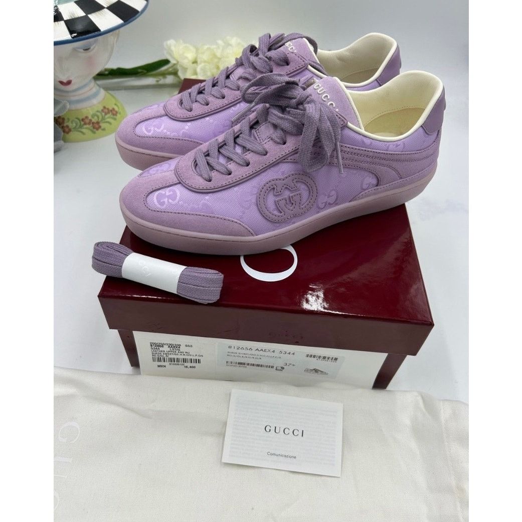 Gucci Gucci G 75 lilac suede sneakers interlocking G size 37.5 Size US 7.5 / IT 37.5 - 6 Thumbnail