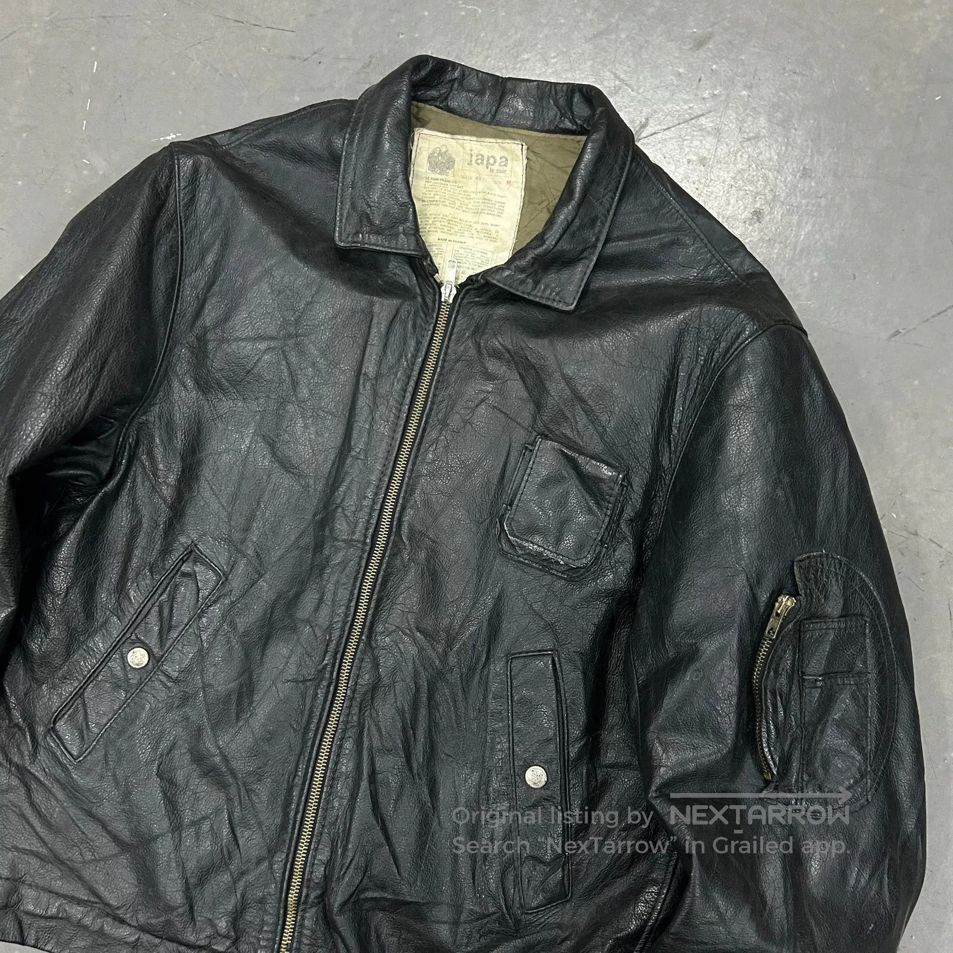 Vintage Vintage 80s French Bomber Leather Jacket. Size US M / EU 48-50 / 2 - 2 Thumbnail