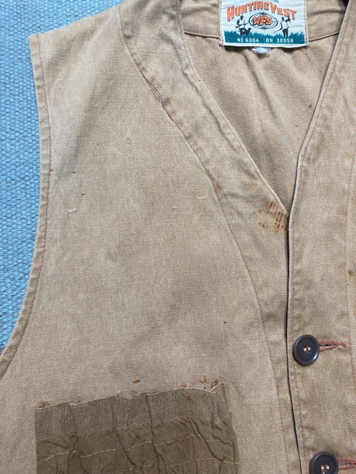 Vintage 60s canvas hunting vest shooting cotton butto boxy cropped L Size US L / EU 52-54 / 3 - 5 Thumbnail
