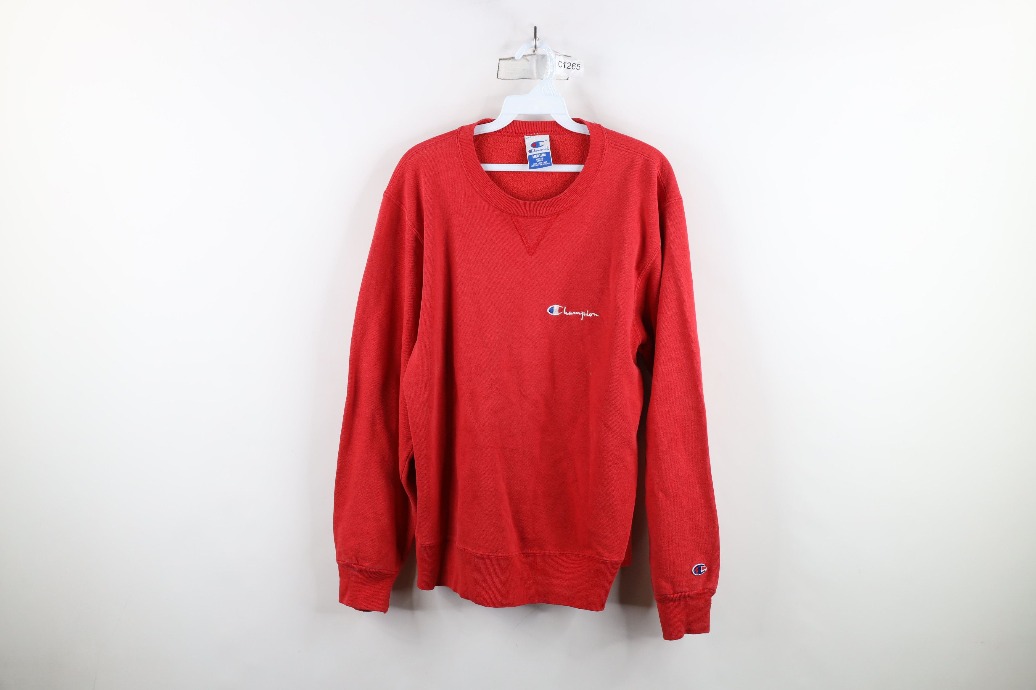 Champion × Vintage Vintage 90s Champion Spell Out Crewneck Sweatshirt Red Size US M / EU 48-50 / 2 - 1 Thumbnail