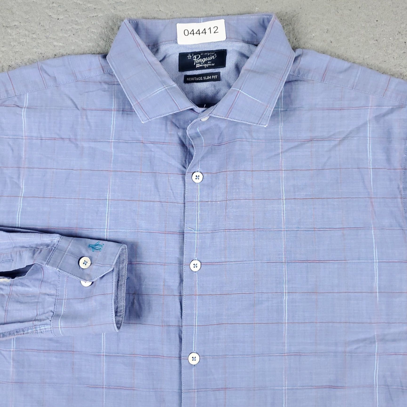 Original Penguin Original Penguin Blue Plaid Button-Up Shirt Mens XL Long Sleeve Casual Size US XL / EU 56 / 4 - 2 Thumbnail