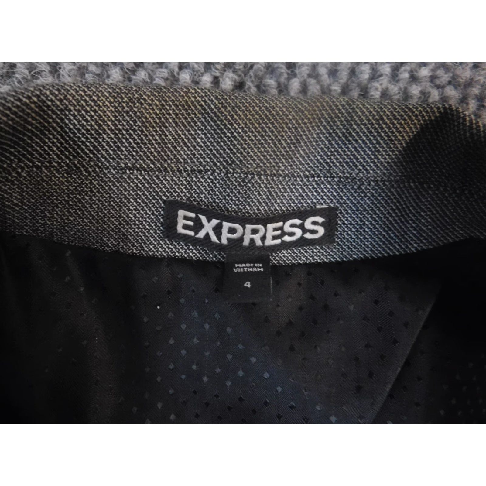 Express Express Blazer Womens 4 Gray Knit Polyester Button Classic Jacket Blazer Womens Regular Fall Spring Mens Girls Size S / US 4 / IT 40 - 4 Thumbnail