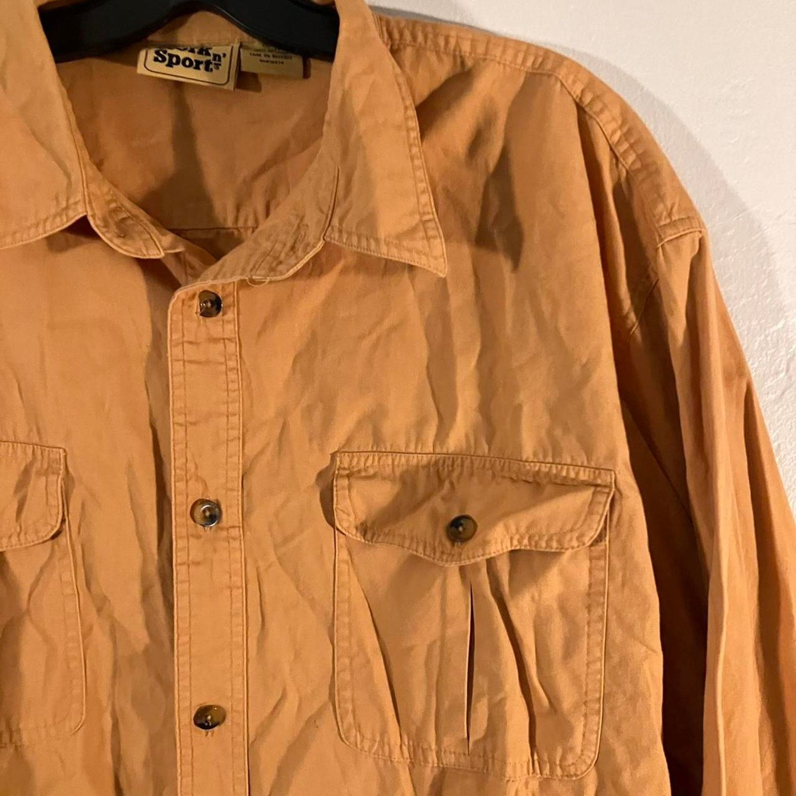 Vintage Work n’ Sport Yellow Canvas Button Up Work Shirt 2XL Tall Size US XXL / EU 58 / 5 - 2 Thumbnail