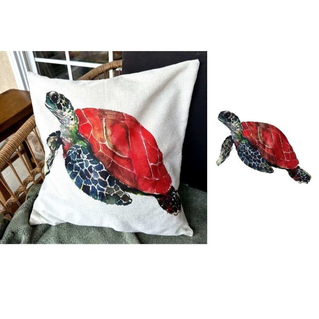 Handmade Sea Turtle Crab Throw Pillow Covers Hand Painted Art Decor S Size ONE SIZE - 6 Thumbnail