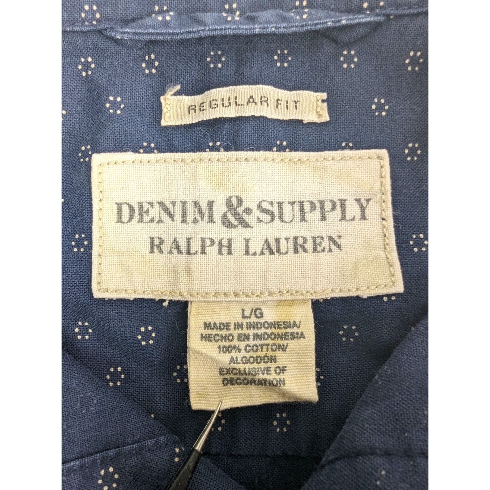 Ralph Lauren Ralph Lauren Denim & Supply Shirt Men's Large Navy Dots 100% Cotton Button-Up Size US L / EU 52-54 / 3 - 6 Thumbnail