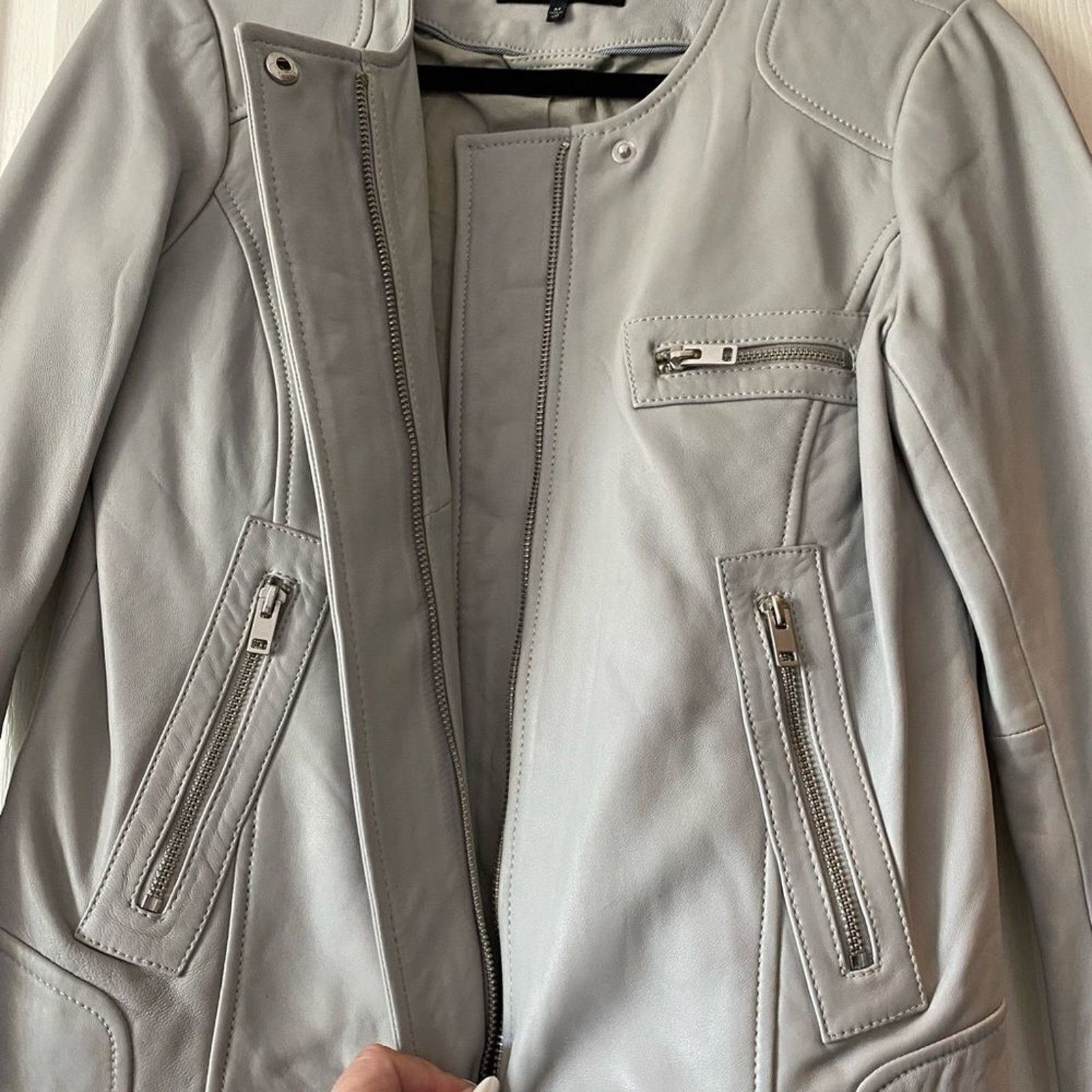 Lucky Brand Grey Lambskin Leather Jacket - Like New! Size M / US 6-8 / IT 42-44 - 5 Thumbnail