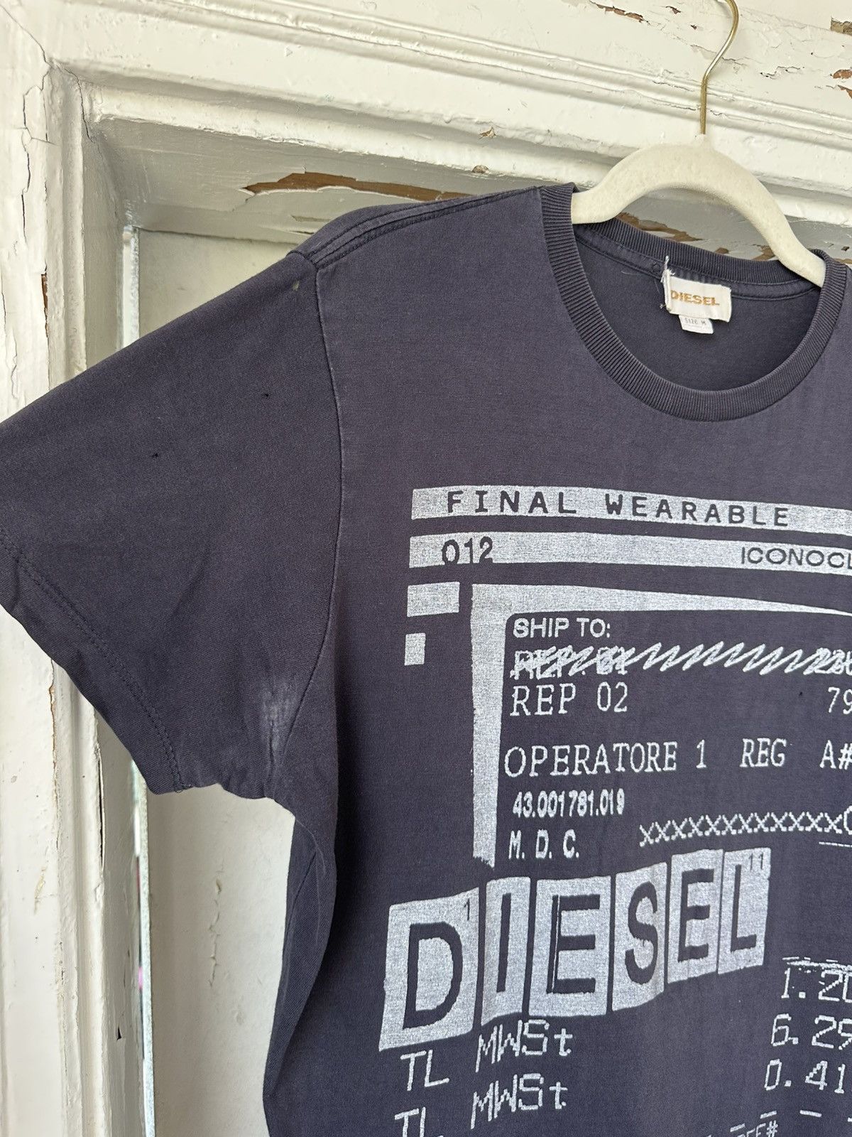 Diesel Vintage Diesel Printed Holey Black T-shirt Size US M / EU 48-50 / 2 - 6 Thumbnail