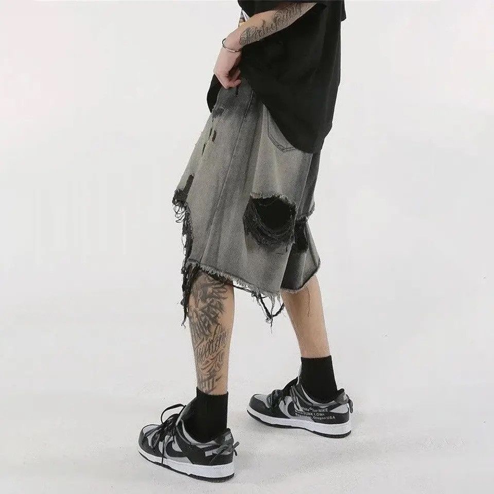 Vintage Streetwear Washed Ripped Hip Hop Retro Shorts Size US 34 / EU 50 - 2 Thumbnail