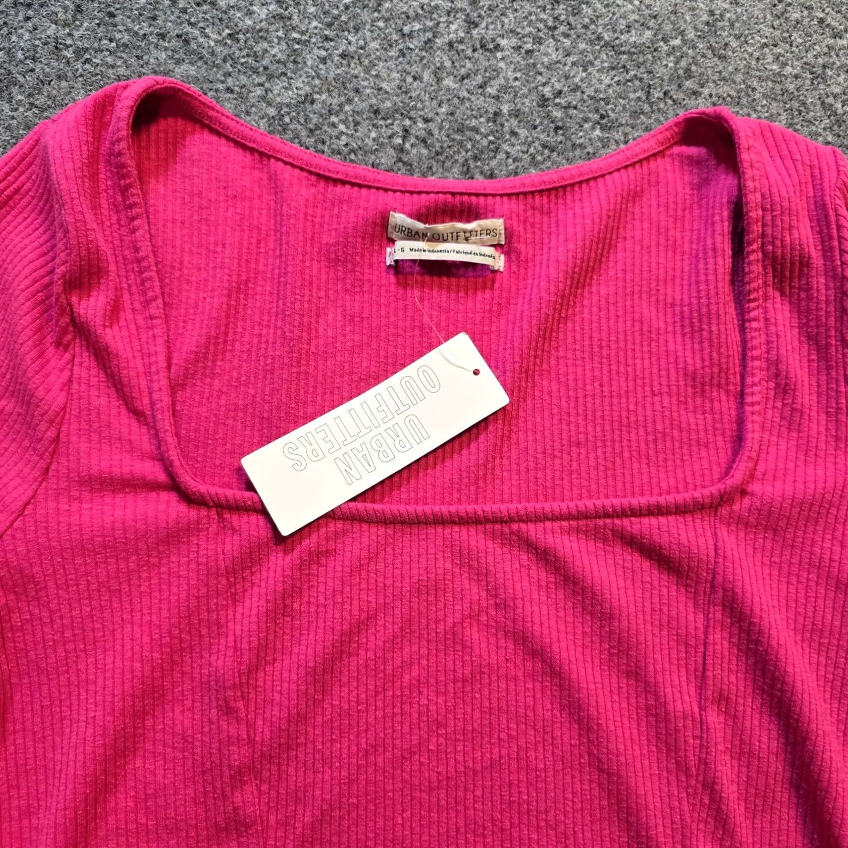 Urban Outfitters Urban Outfitters Top Women's Large Pink Ribbed Cropped Long Sleeve Capsule Casual Shirt Size L / US 10 / IT 46 - 2 Thumbnail
