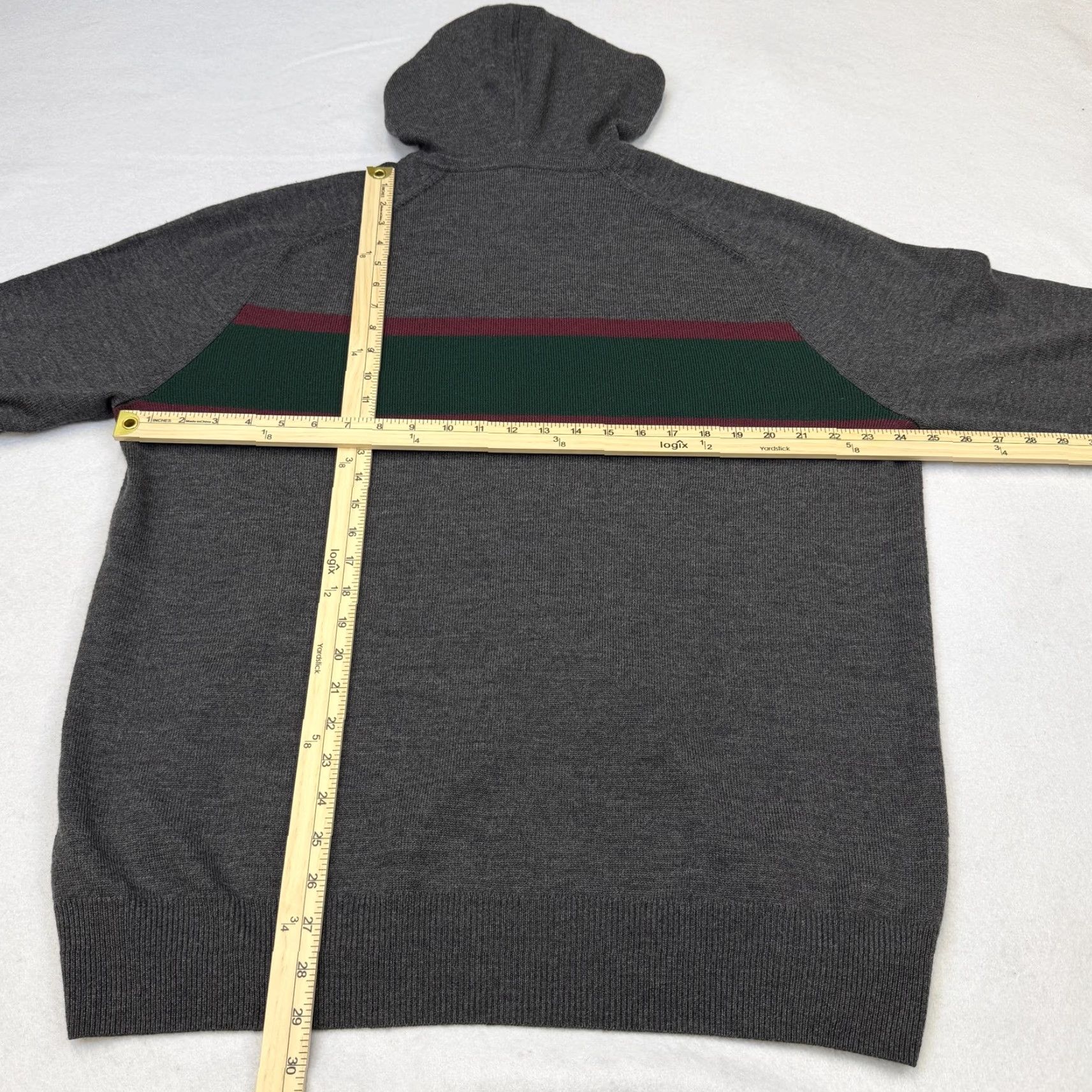 Brooks Brothers Brooks Brothers Sweater Mens XL Gray Hooded Merino Wool Stripe Knit Pullover Size US XL / EU 56 / 4 - 7 Thumbnail