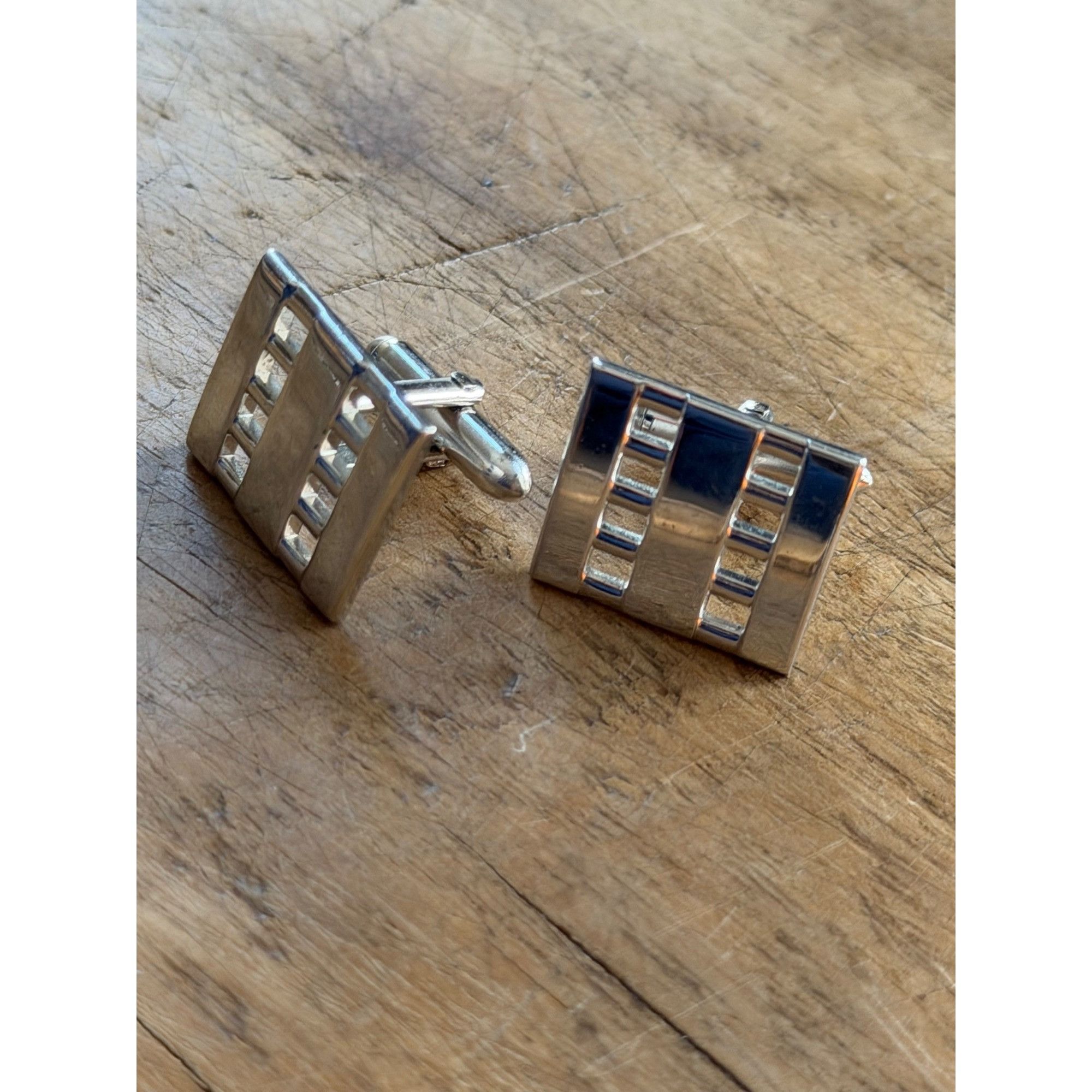 Other Silver-Toned Rectangular Cufflinks With Textured Geometric D Size ONE SIZE - 7 Thumbnail