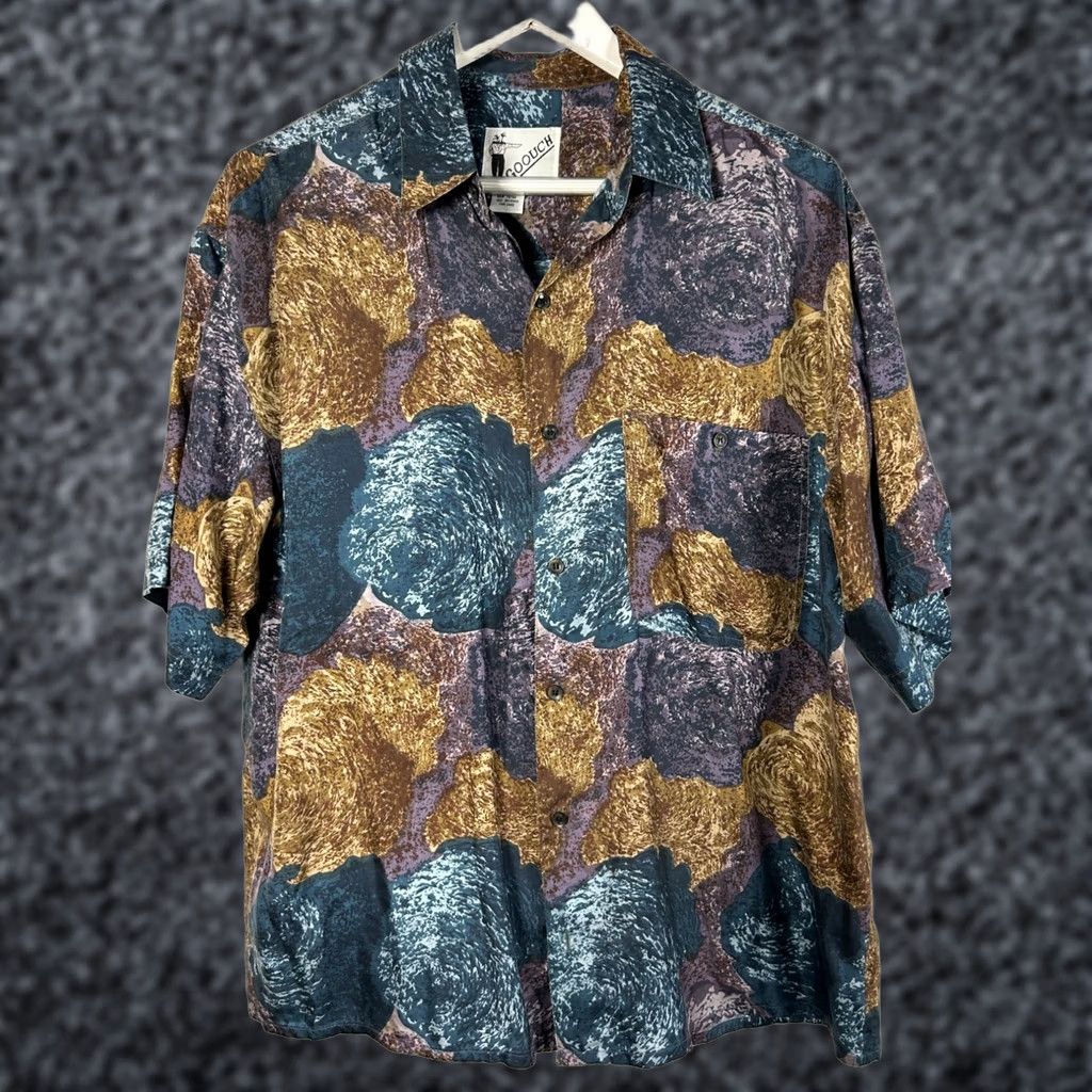 Vintage Vintage Goouch Mens 100% Silk Abstract Button Up Short Sleeve Shirt Medium Size US M / EU 48-50 / 2 - 1 Thumbnail