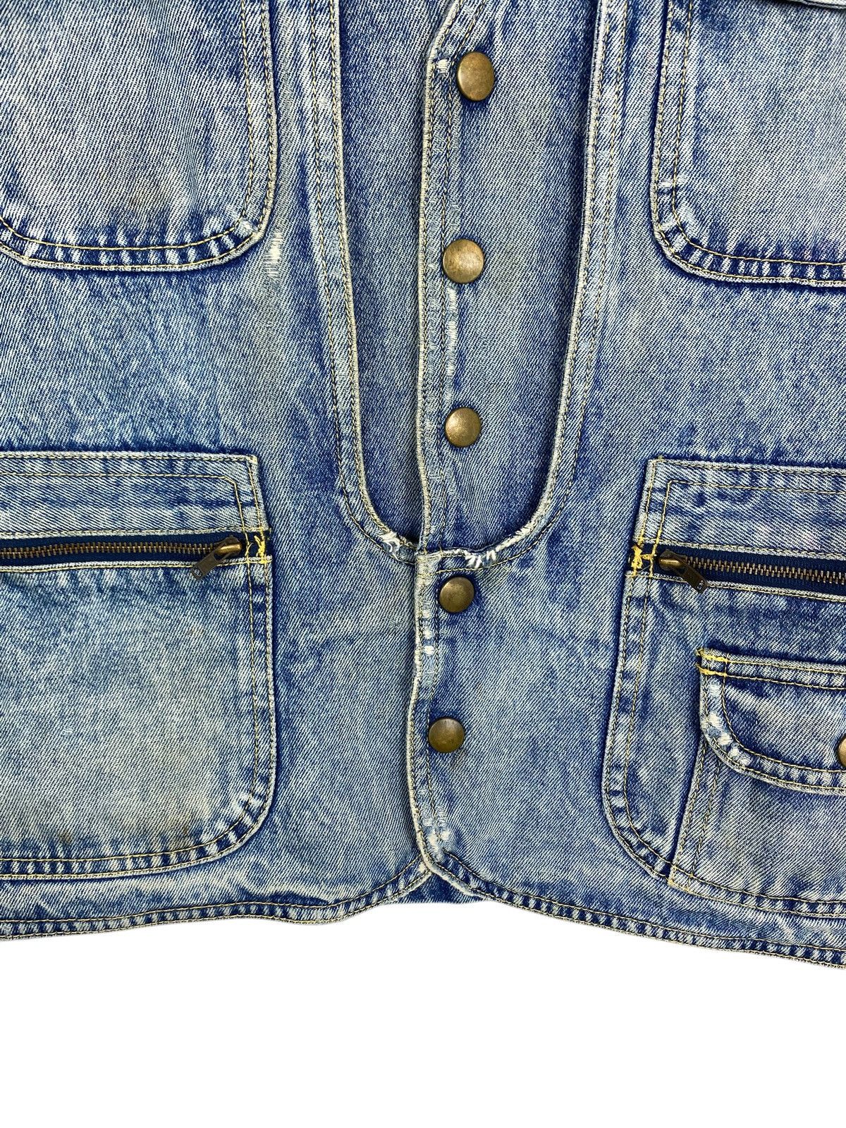 Japanese Brand Vtg Borderless Denim Vest Jacket Multipocket Tactical Design Size US S / EU 44-46 / 1 - 5 Thumbnail