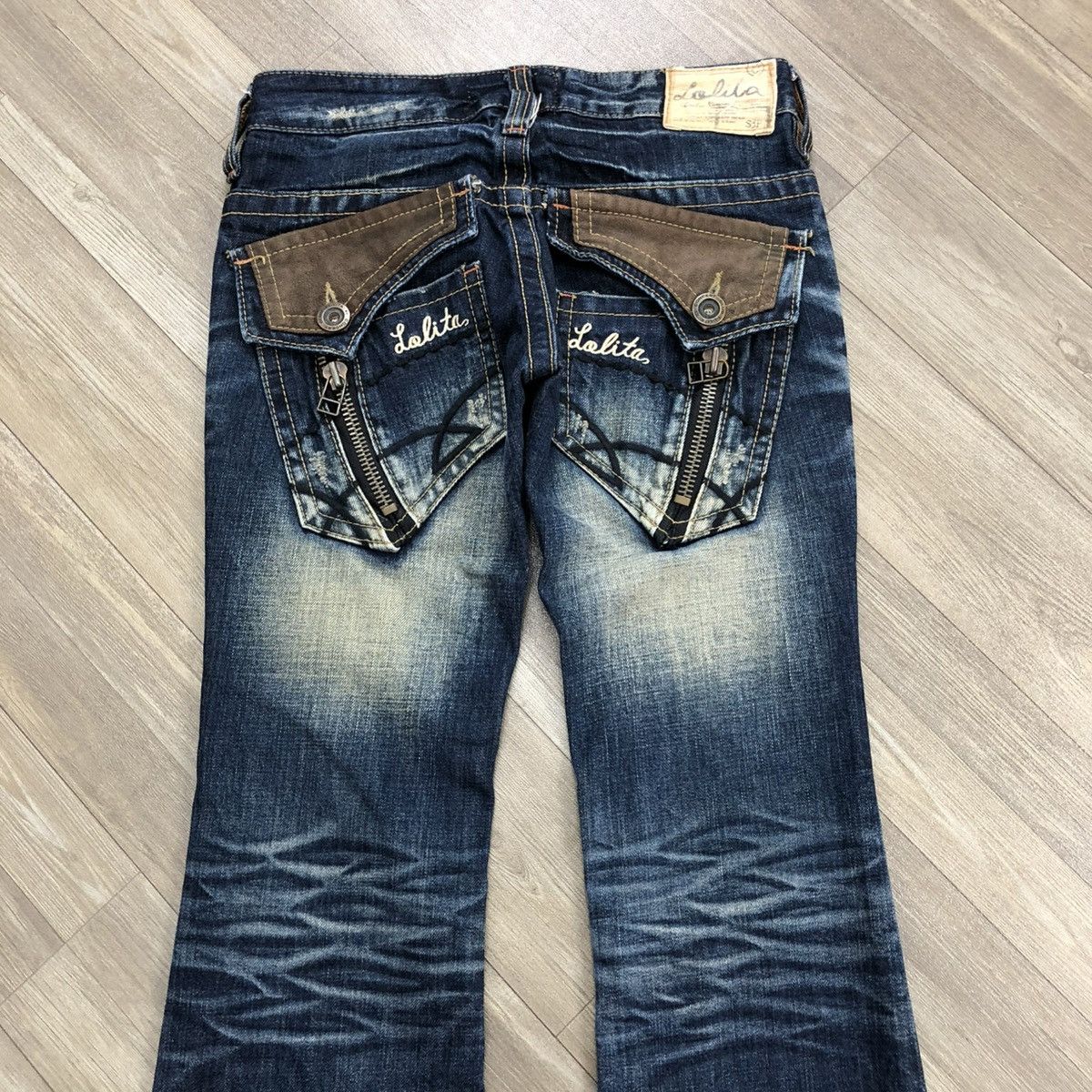 If Six Was Nine 2000s Lolita Distressed Multizipper Bootcut Flared Jeans Y2K Size US 28 / EU 44 - 2 Thumbnail