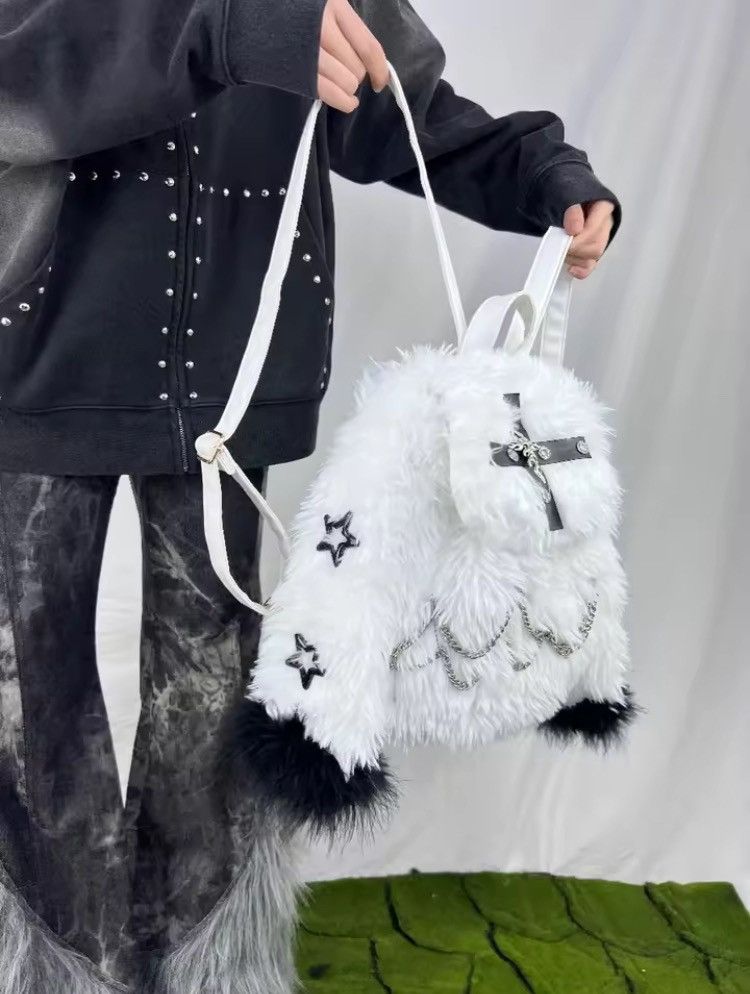 Other Handmade Japanese Kawaii Y2K Backpack- Bag, Fluffy & Chic Size ONE SIZE - 4 Thumbnail