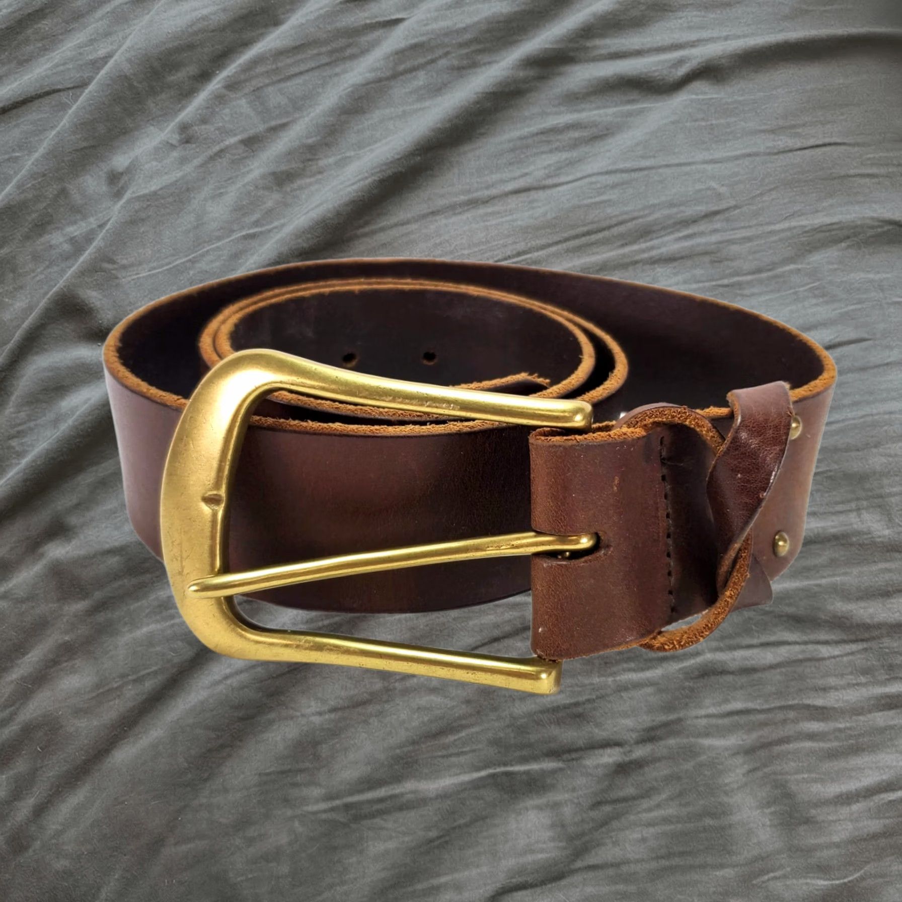 Vintage Gap Belt 1XL Brown Leather Brass Buckle 90s Mens Made In Usa 40-42, Men's
