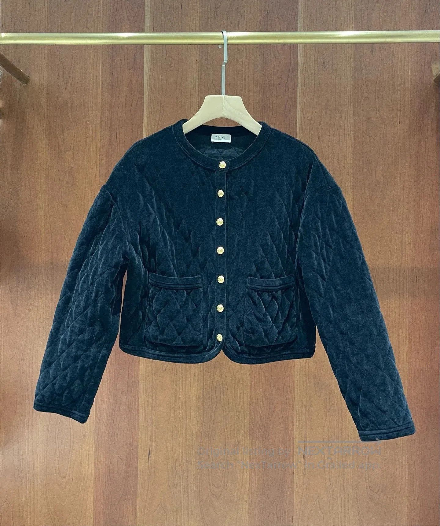 Celine Celine Black Quilted Velvet Jacket. Size XXS / US 00 / IT 34 - 1 Thumbnail