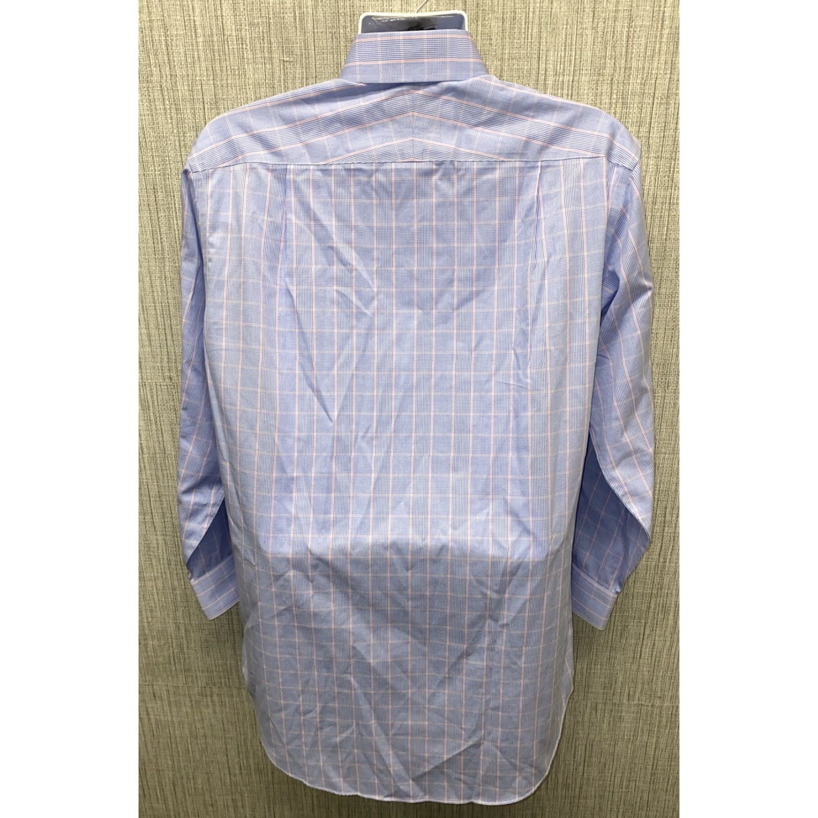 Charles Tyrwhitt Charles Tyrwhitt Mens Dress Shirt Blue Checkered Long Sleeve 16 Large Button-Down Collar Regular 100% Cotton Size 42R - 5 Thumbnail