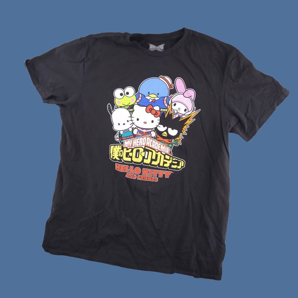 Vintage Sanrio Shirt Mens Large Black Slim Fit T-Shirt Crew Neck Hello Kitty My Hero Academia Vintage: No Size US L / EU 52-54 / 3 - 1 Thumbnail