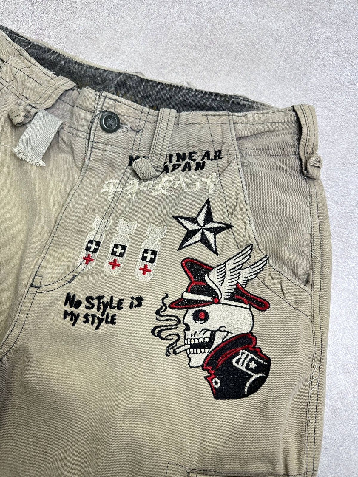 Ed Hardy × Ken Carson Vintage Y2K Skull Embroidery Cargo Grunge Shorts Jorts 32 Size US 32 / EU 48 - 4 Thumbnail