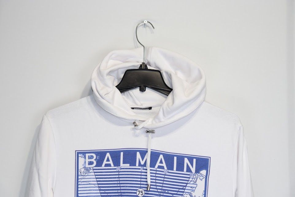 Balmain o1rshd1 Exploring Print Hoodie in White Size US M / EU 48-50 / 2 - 3 Thumbnail