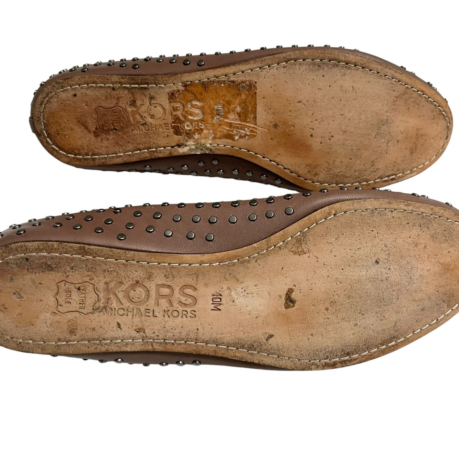 Michael Kors KORS Michael Kors Brown Studded Leather Slip On Ballet Flats Size US 10 / IT 40 - 6 Thumbnail